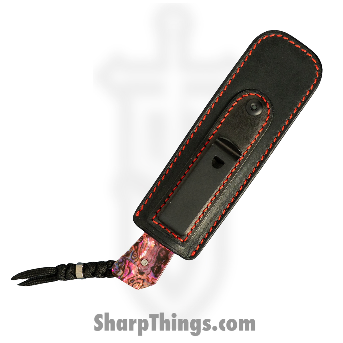 Jack Wolf Knives - PIONE-FX-01-RED-ABALONE - Pioneer FIXedc - Fixed Blade Knife - CPM S90V Satin Drop Point - Abalone - Red - Image 4