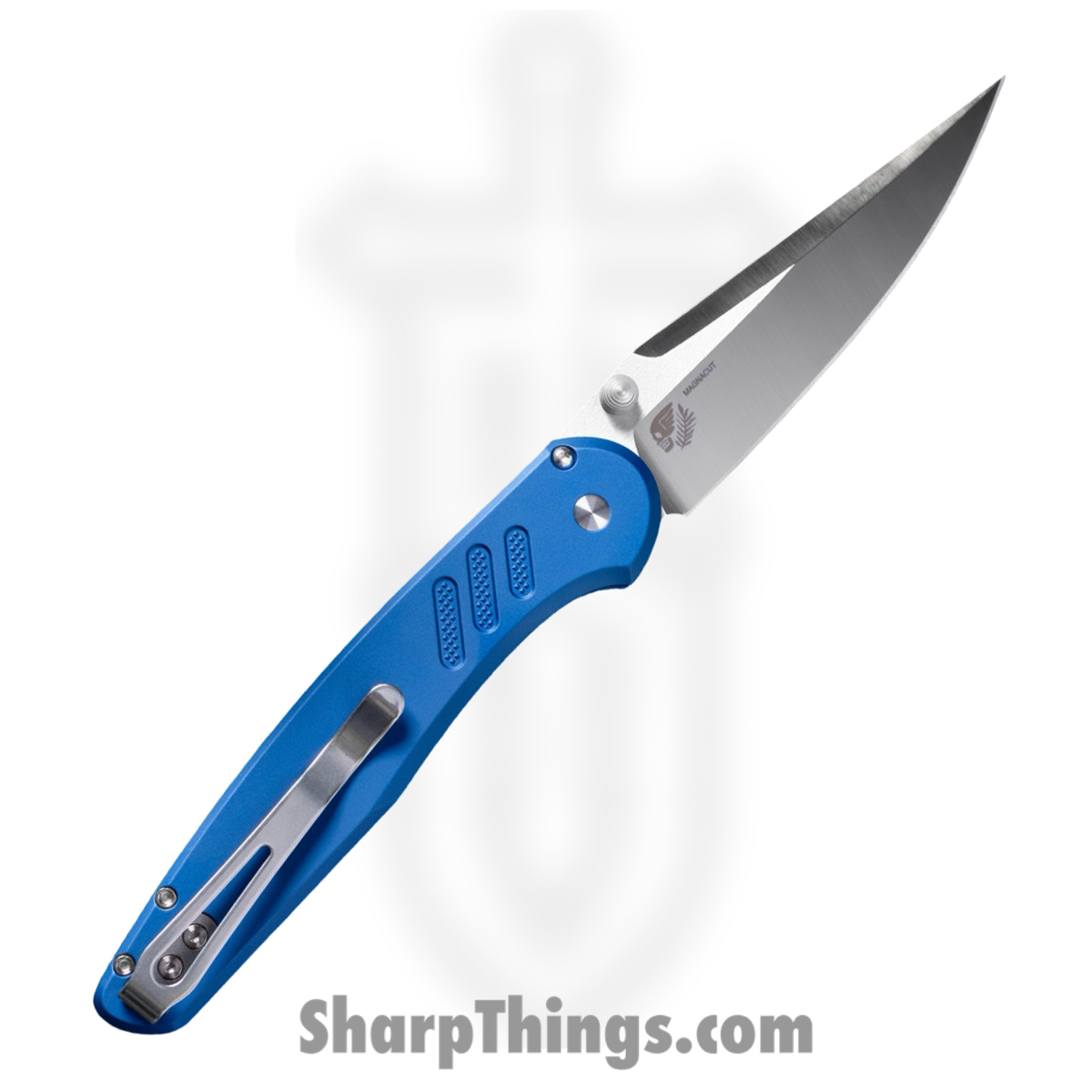ProTech - PN1100-LTD Blue - Avalon - Folding Knife - CPM MagnaCut Satin Drop Point - Knurled Aluminum - Blue - Image 2