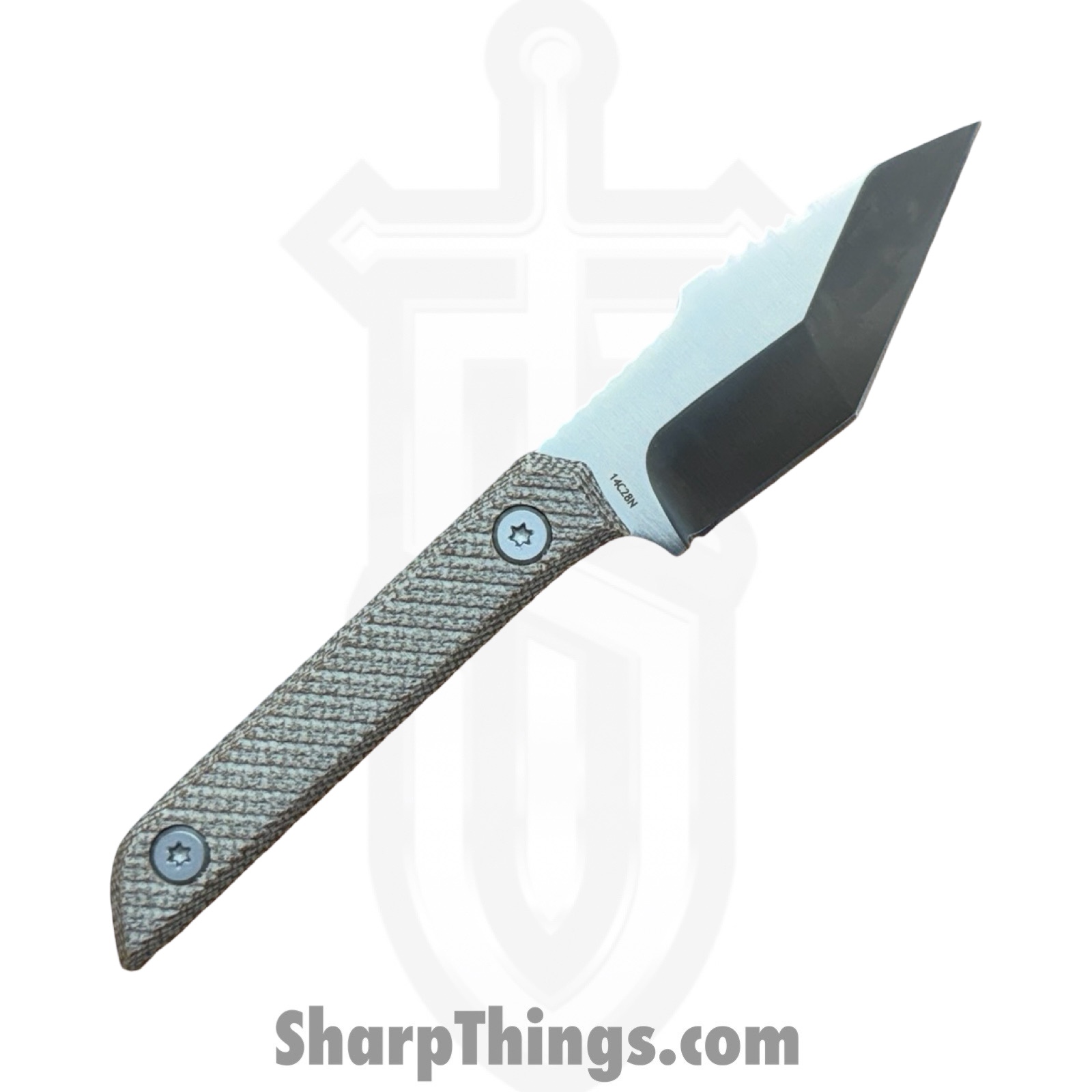 TacKnives - TACKBS2602 - Mini Marlin - Fixed Blade Knife - 14C28N Coated Modified Tanto - Micarta - Brown - Image 2