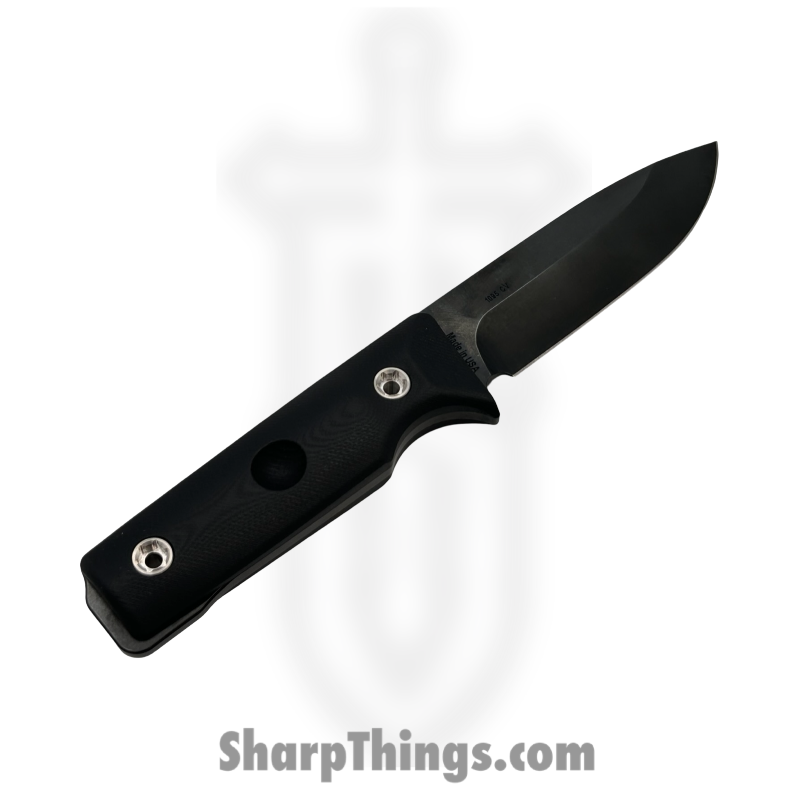 1881 Knife Works - MMS026 - The San - Fixed Blade Knife - 1095 Cro-Van Coated Drop Point - G10 - Black - Image 2