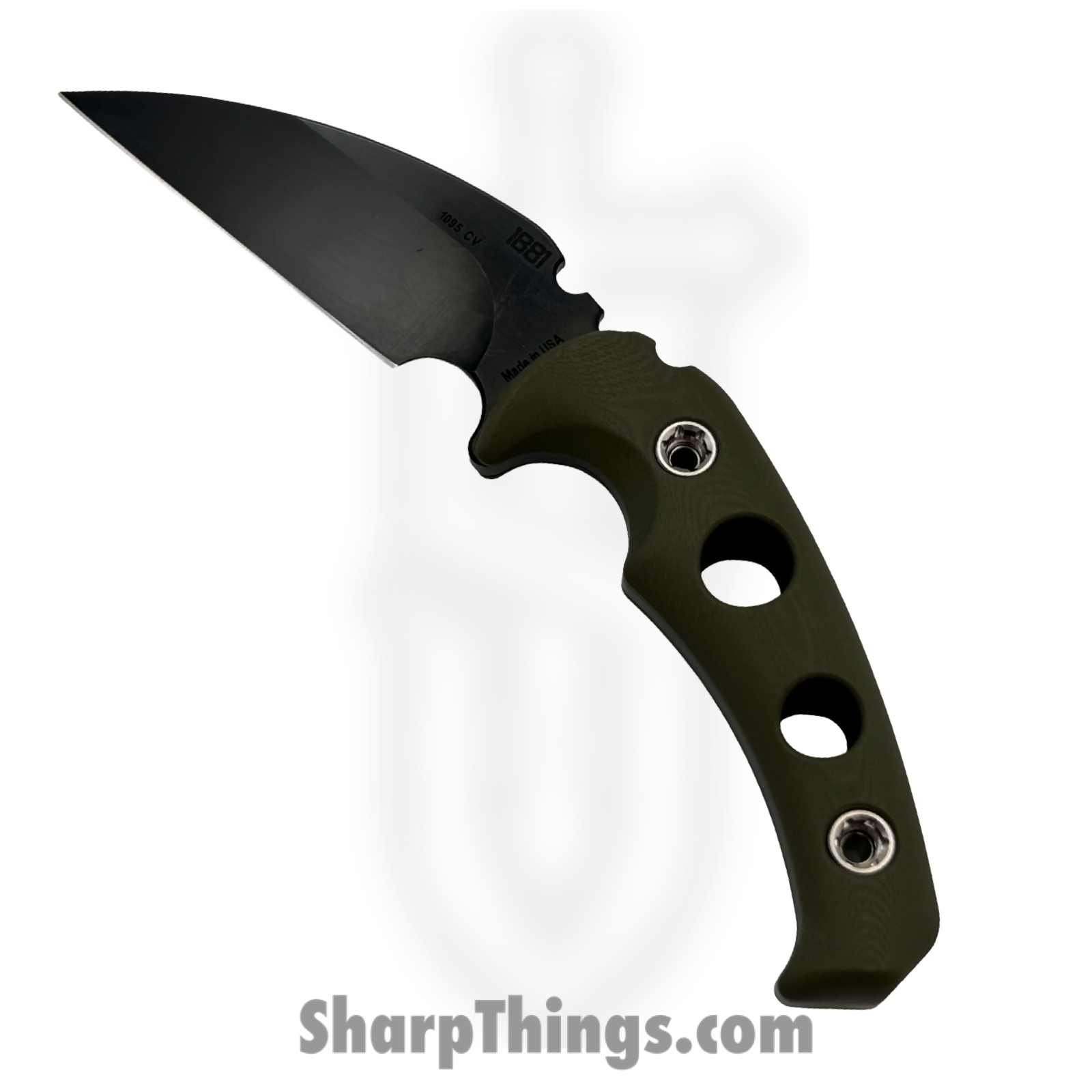 1881 Knife Works - MMS043 - FUK - Fixed Blade Knife - 1095 Cro-Van Coated Hawkbill - G10 - OD Green