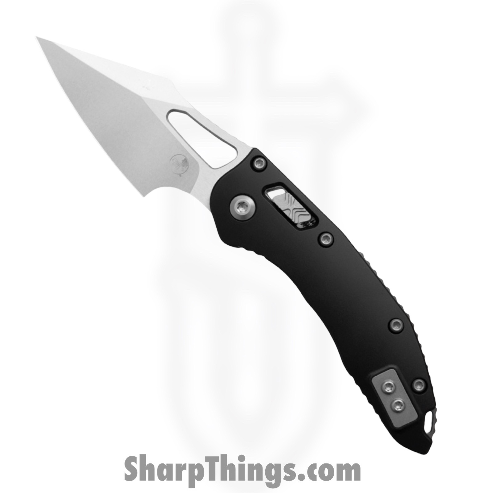 Microtech - 169MRL-10 - Mini Stitch Ram-Lok - Folding Knife - M390MK Stonewash Drop Point - Aluminum - Black