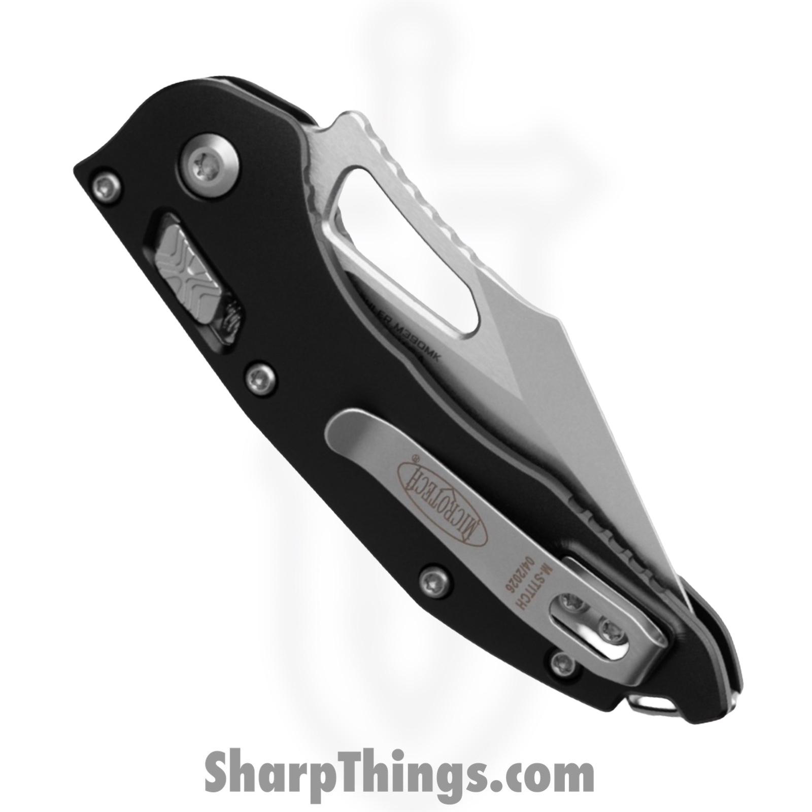 Microtech - 169MRL-10 - Mini Stitch Ram-Lok - Folding Knife - M390MK Stonewash Drop Point - Aluminum - Black - Image 2