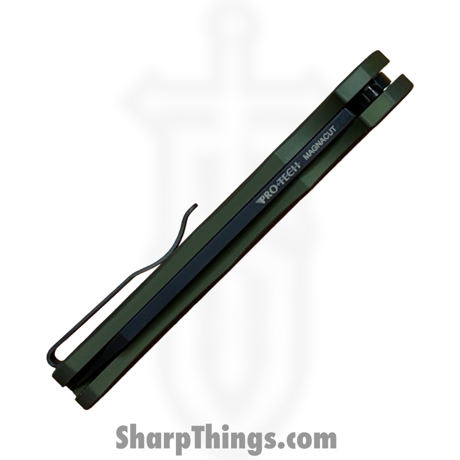 ProTech - 5403-Green - Malibu - Folding Knife - CPM MagnaCut DLC Reverse Tanto - Aluminum - Green - Image 8
