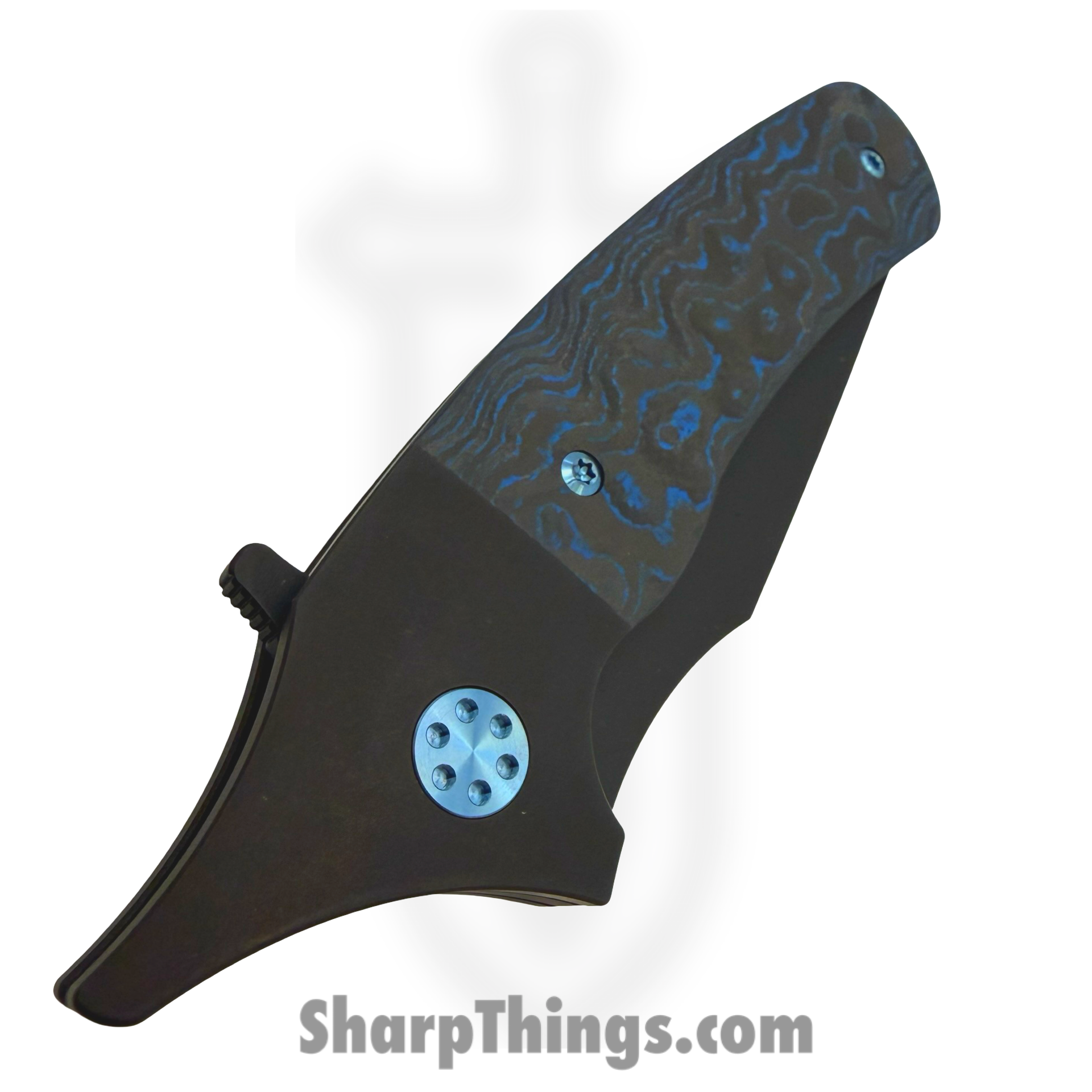 Beans Blades - BB-Jav-EB - Javelin - Folding Knife - M390 Coated Drop Point - FAT Carbon Fiber - Blue - Image 4
