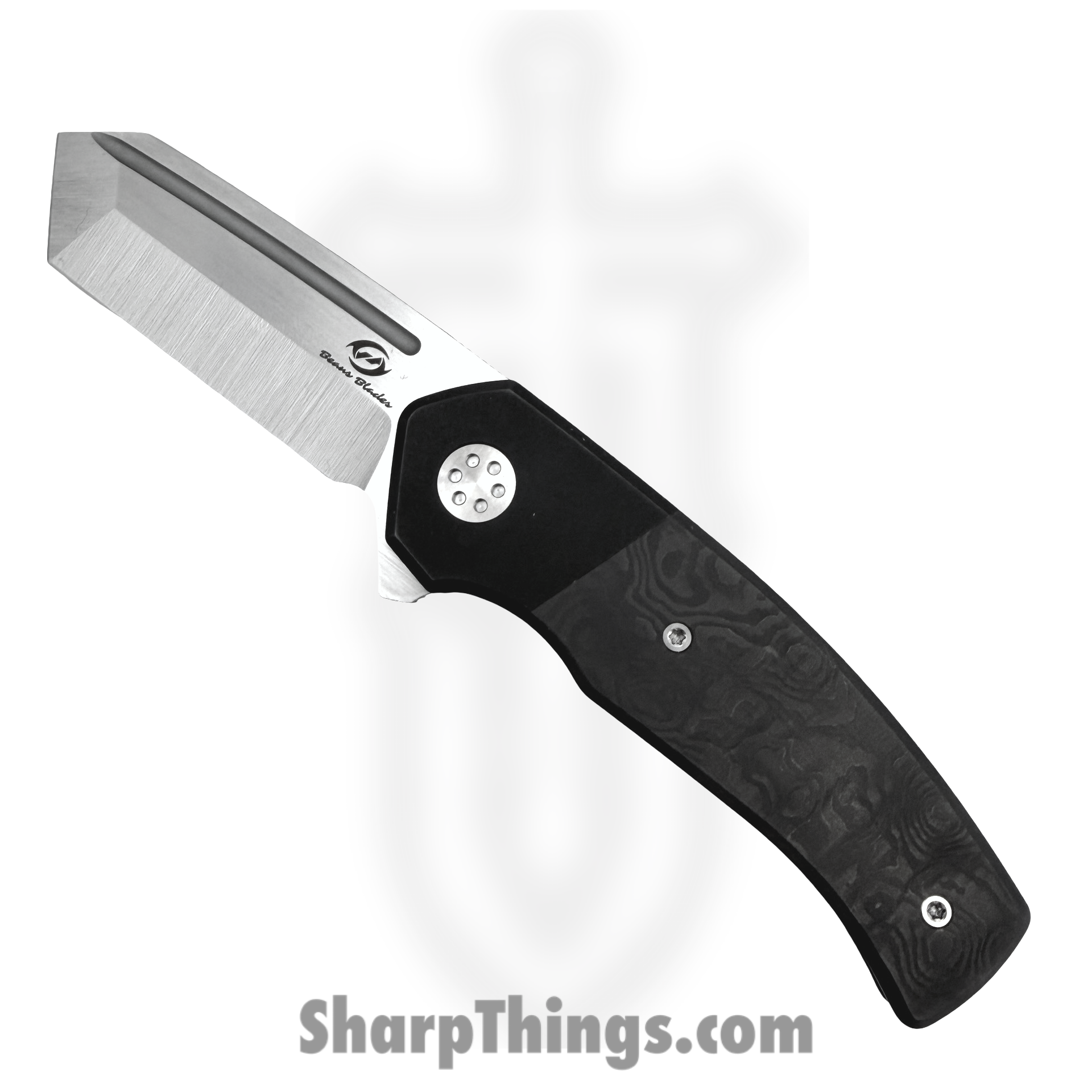 Beans Blades - BB-WarM-BD - Warrior Mini - Folding Knife - M390 Satin Tanto - Titanium - Black