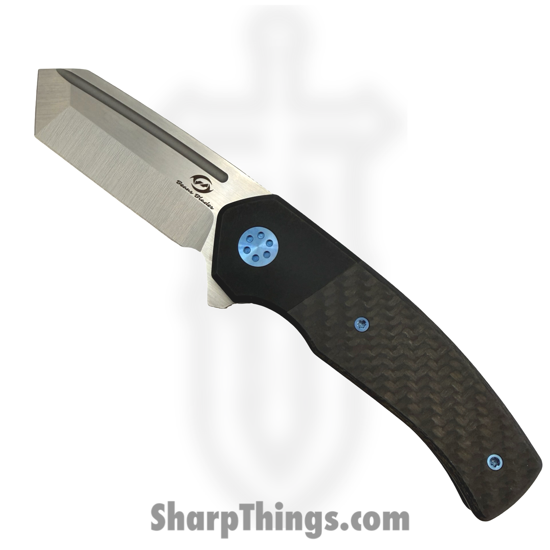 Beans Blades - BB-WarM-CF - Warrior Mini - Folding Knife - M390 Satin Tanto - Titanium - Black