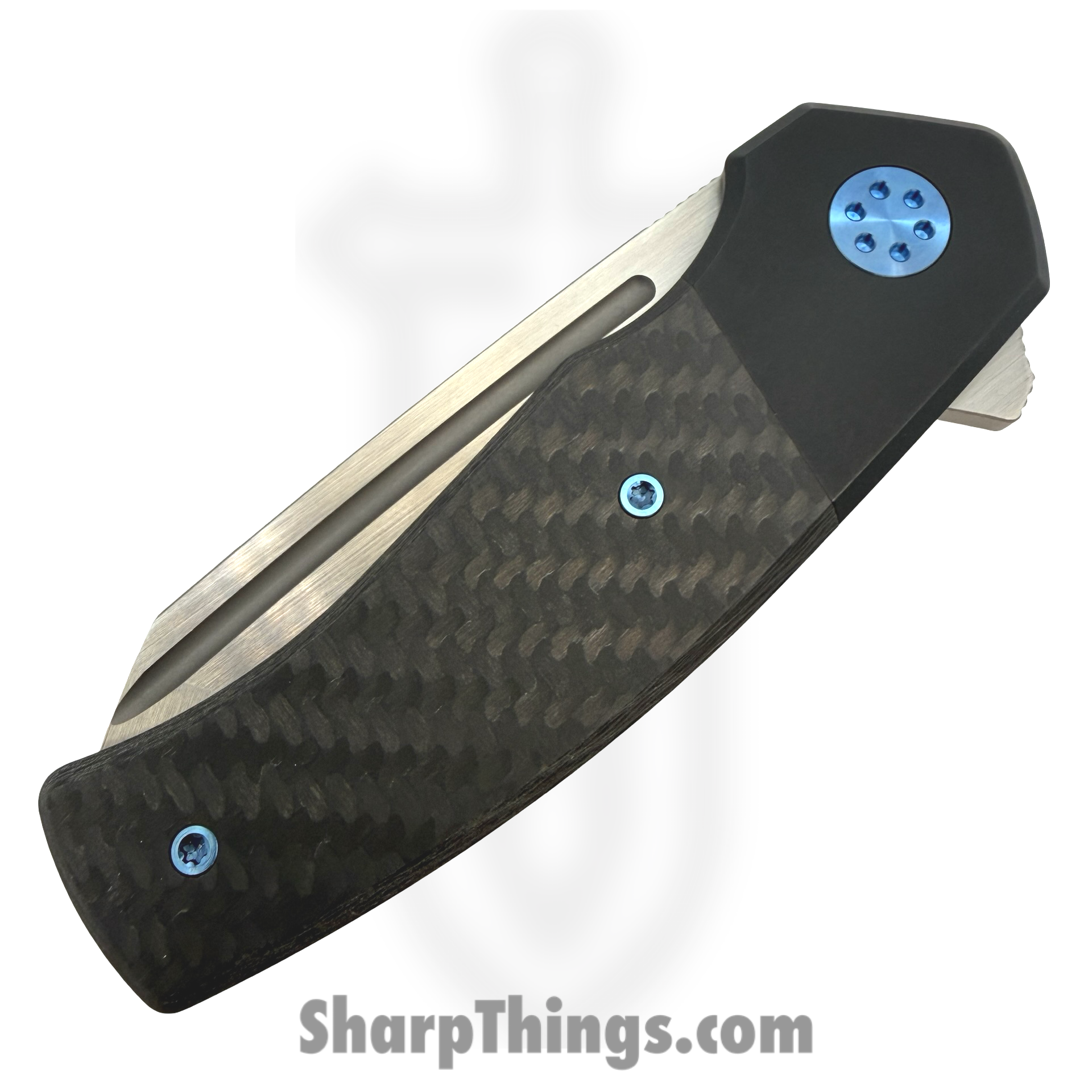 Beans Blades - BB-WarM-CF - Warrior Mini - Folding Knife - M390 Satin Tanto - Titanium - Black - Image 3