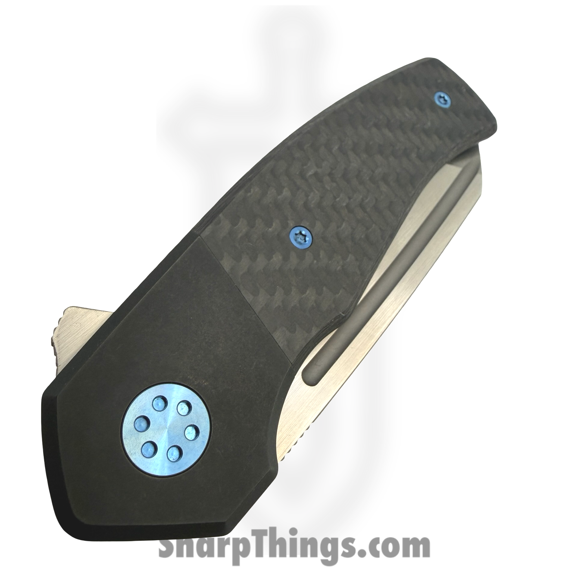 Beans Blades - BB-WarM-CF - Warrior Mini - Folding Knife - M390 Satin Tanto - Titanium - Black - Image 5