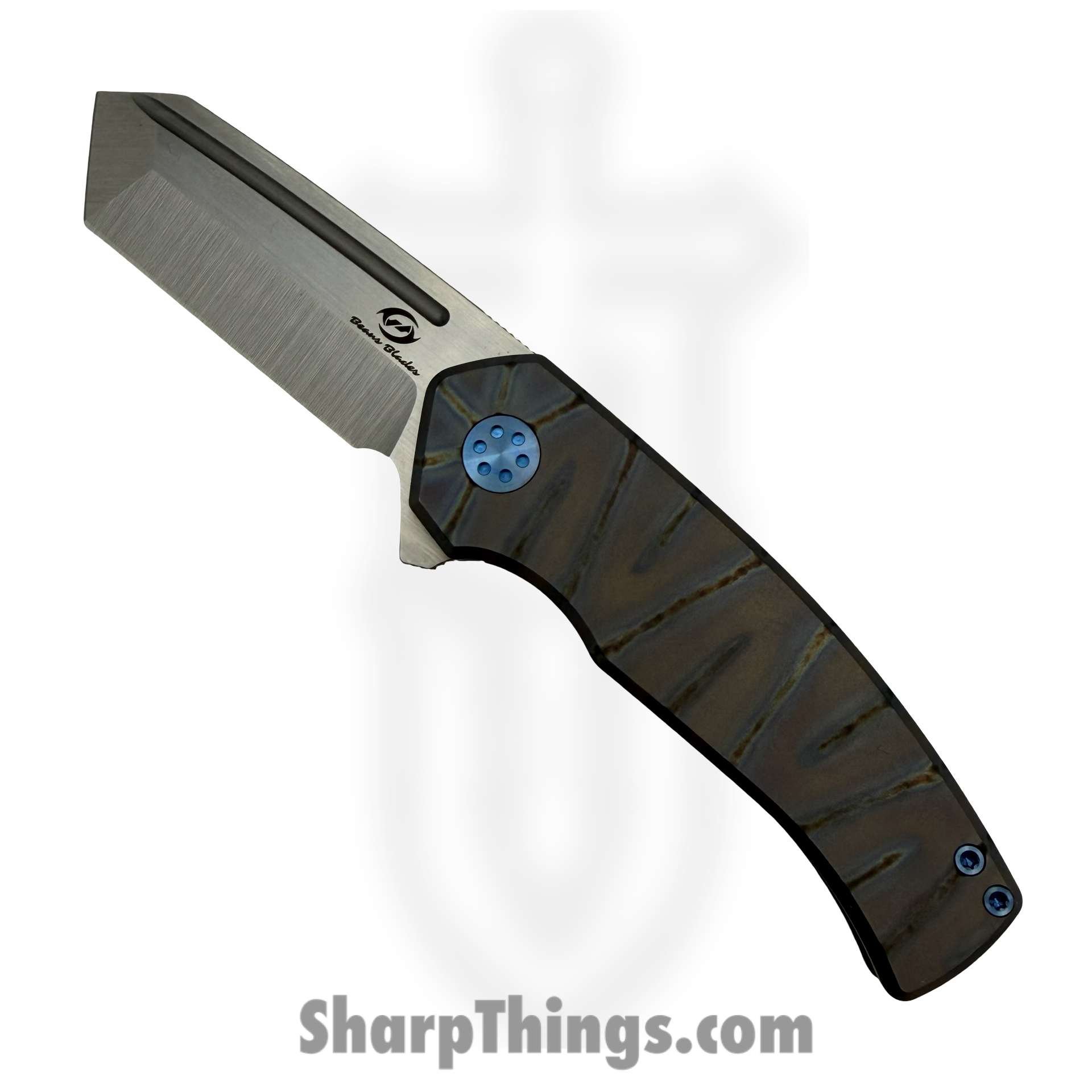 Beans Blades - BB-WarM-FL - Warrior Mini - Folding Knife - M390 Satin Tanto - Titanium - Flamed