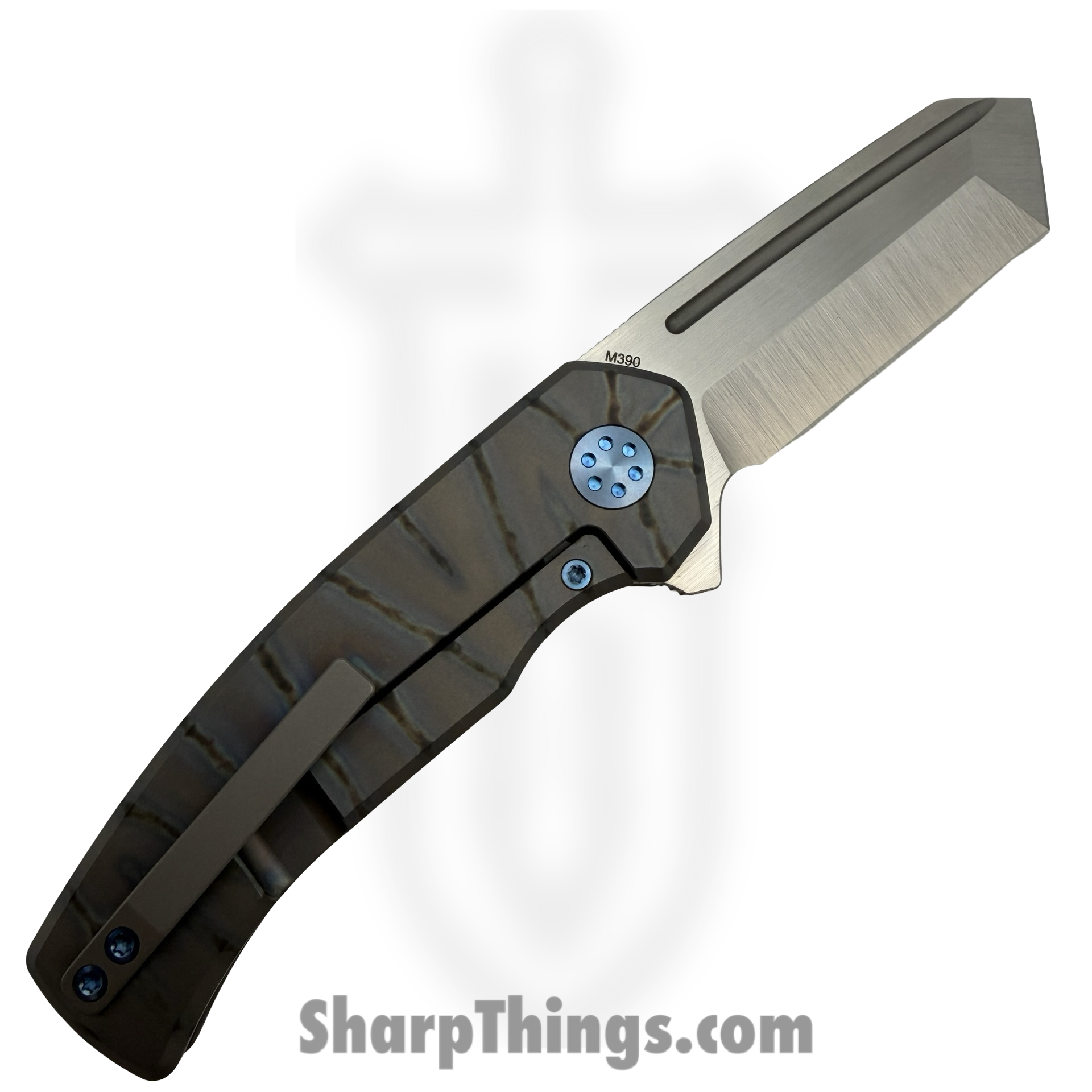 Beans Blades - BB-WarM-FL - Warrior Mini - Folding Knife - M390 Satin Tanto - Titanium - Flamed - Image 2
