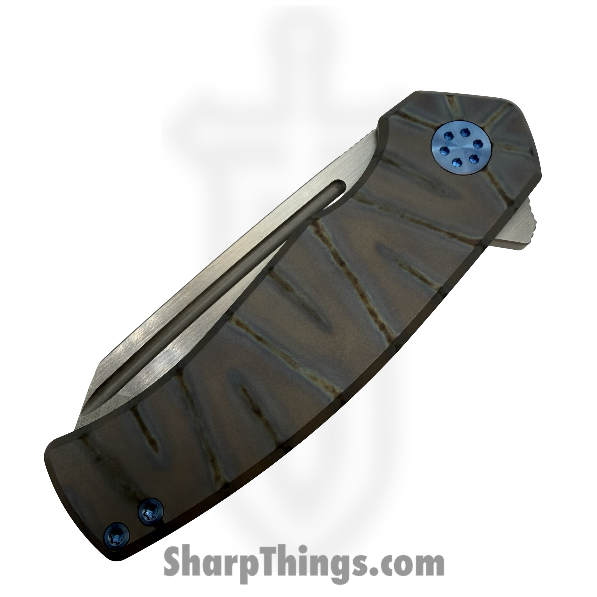 Beans Blades - BB-WarM-FL - Warrior Mini - Folding Knife - M390 Satin Tanto - Titanium - Flamed - Image 3