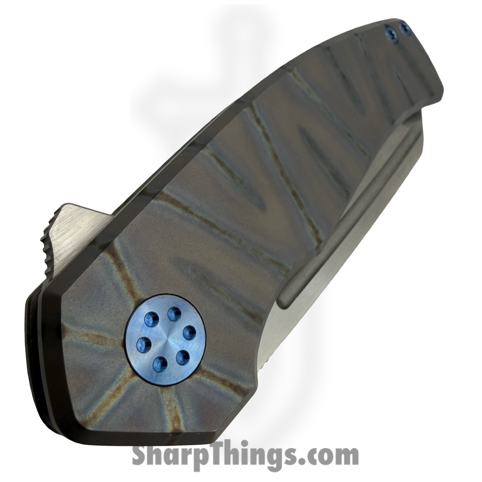 Beans Blades - BB-WarM-FL - Warrior Mini - Folding Knife - M390 Satin Tanto - Titanium - Flamed - Image 4