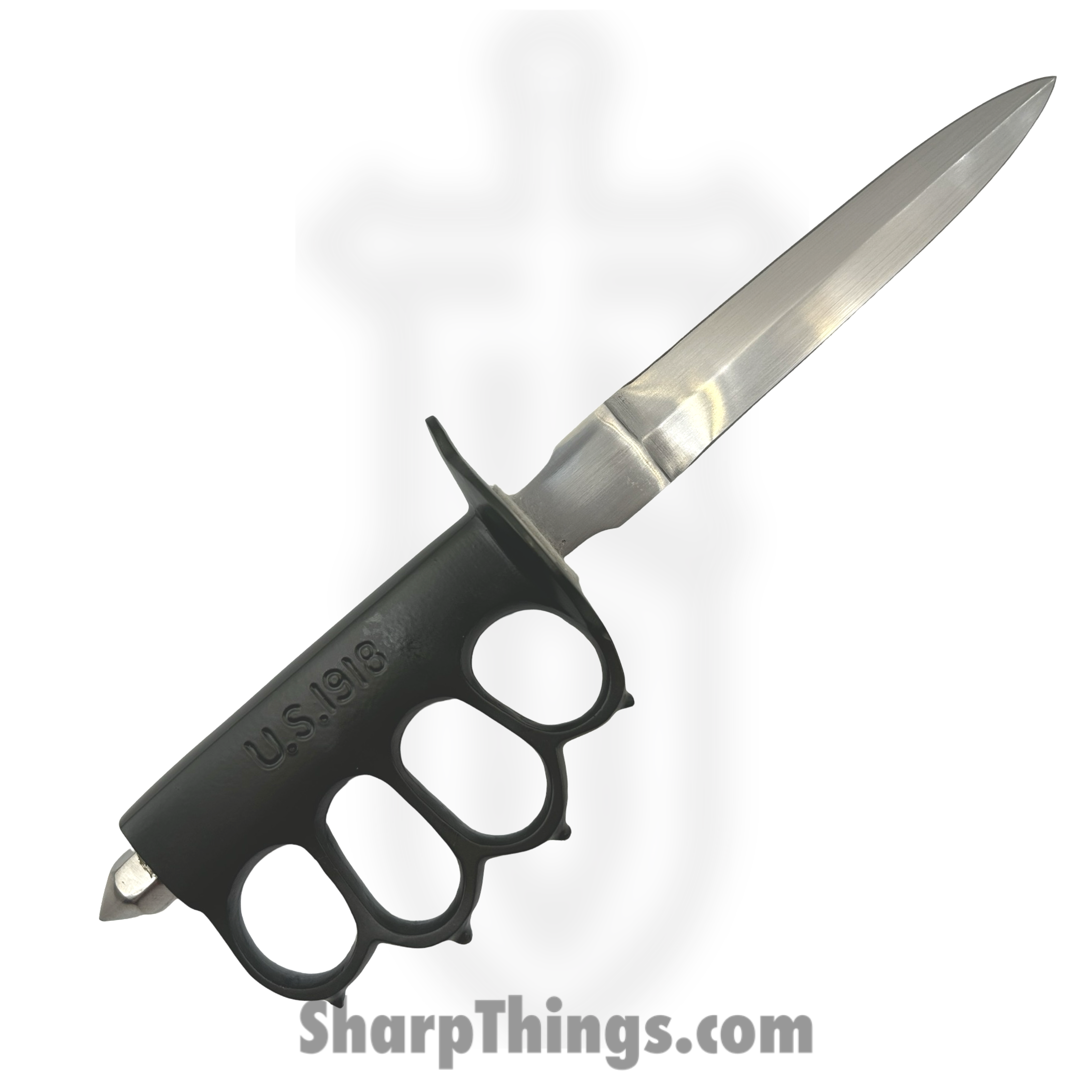 VOC - H-1918-BK - 12In WWII Trench Knife - Fixed Blade Knife - 440 SS Satin Dagger - Brass - Brass