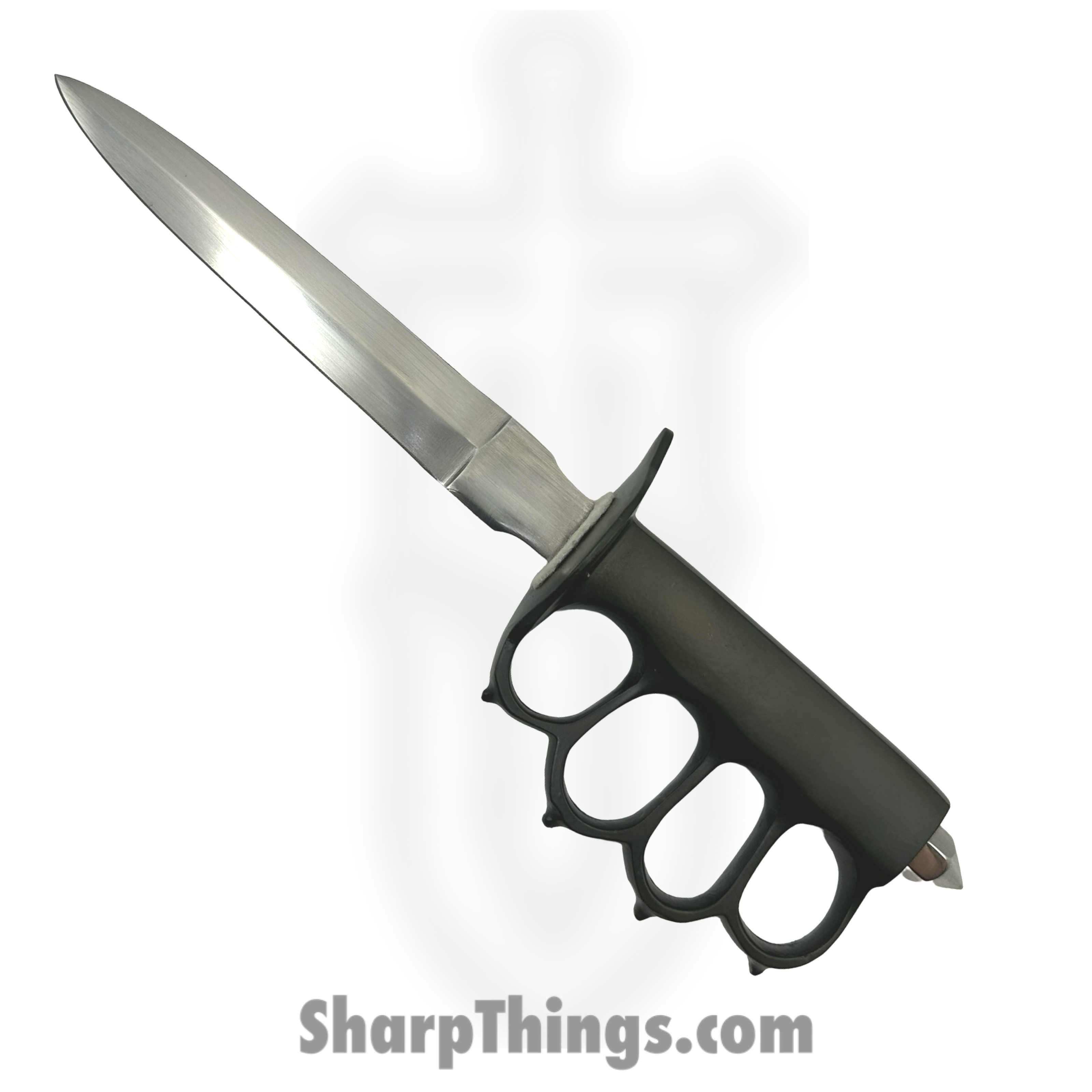 VOC - H-1918-BK - 12In WWII Trench Knife - Fixed Blade Knife - 440 SS Satin Dagger - Brass - Brass - Image 2