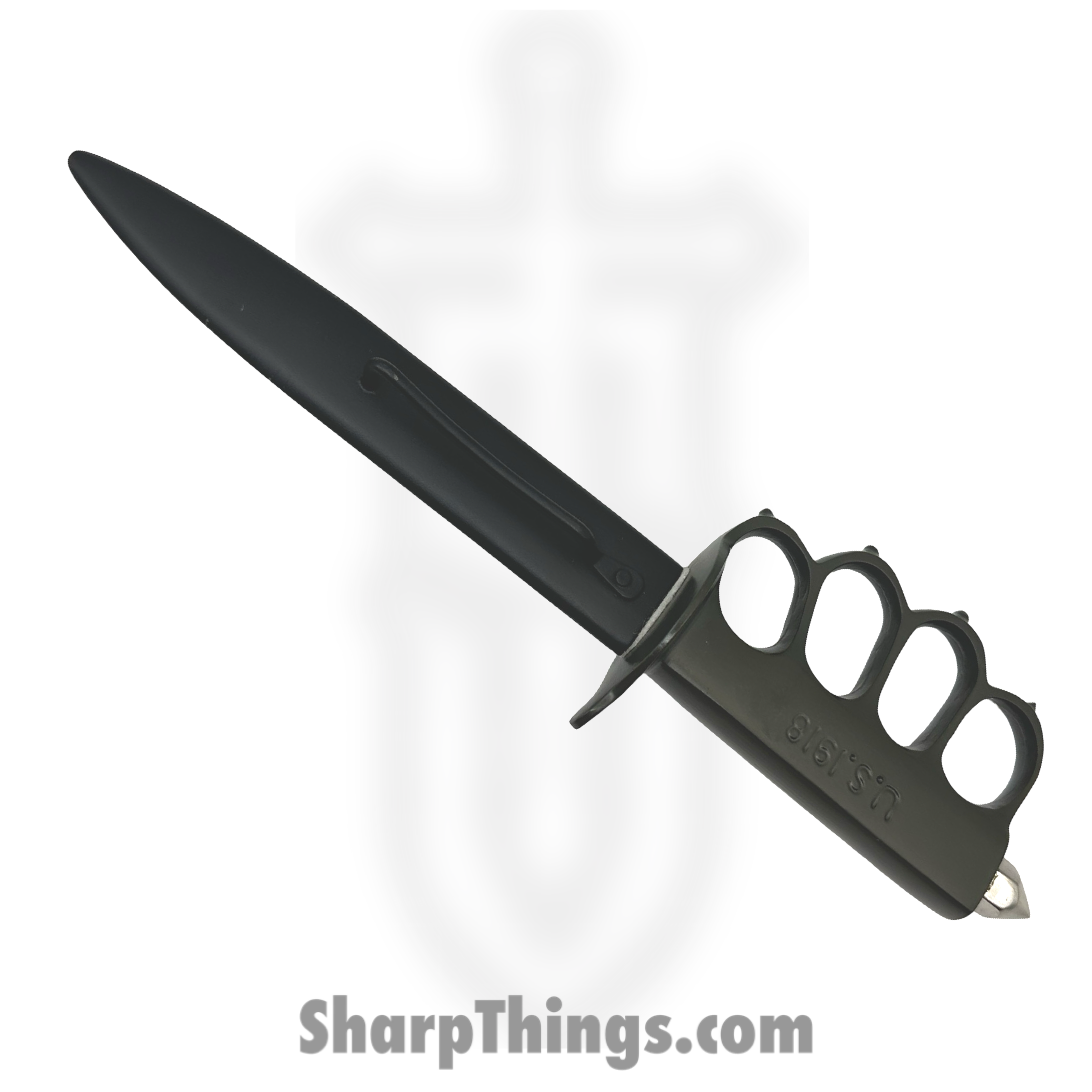 VOC - H-1918-BK - 12In WWII Trench Knife - Fixed Blade Knife - 440 SS Satin Dagger - Brass - Brass - Image 3