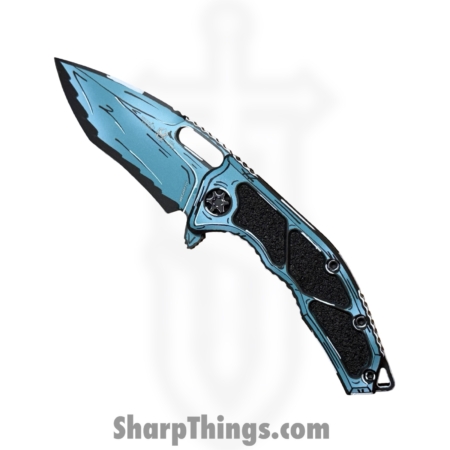 Heretic Knives – H010-CS-TQ – Medusa Manual Cel Shade – Folding Knife – CPM MagnaCut Coated Recurve – Aluminum – Turquoise