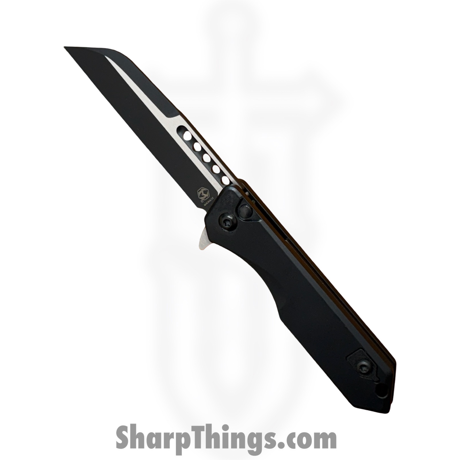 Heretic Knives - H213-10A-T - Jinn Manual - Folding Knife - CPM MagnaCut Two Tone Wharncliffe - Aluminum - Black