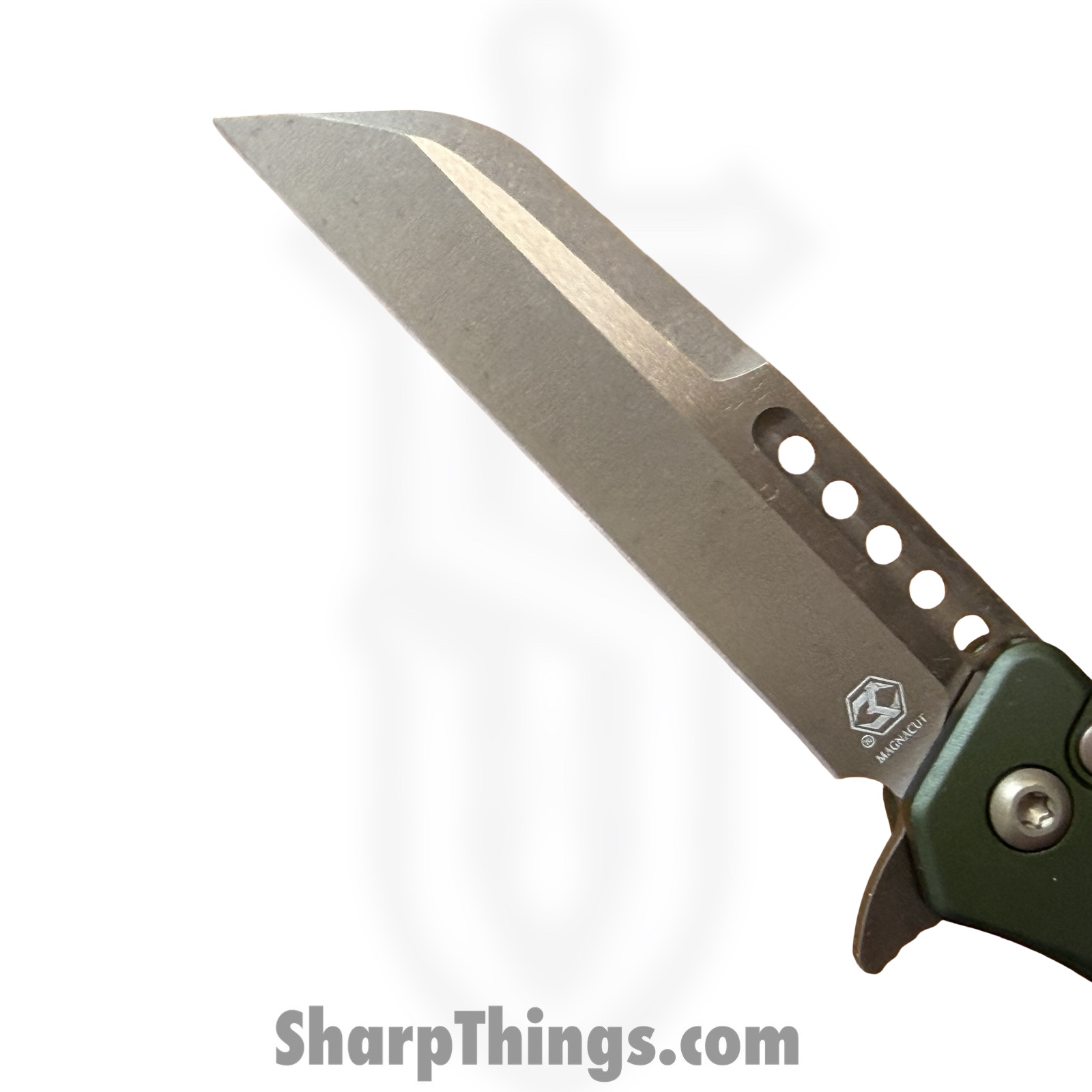 Heretic Knives - H213-7A-GRN - Jinn Manual - Folding Knife - CPM MagnaCut Bronzed Wharncliffe - Aluminum - OD Green - Image 4