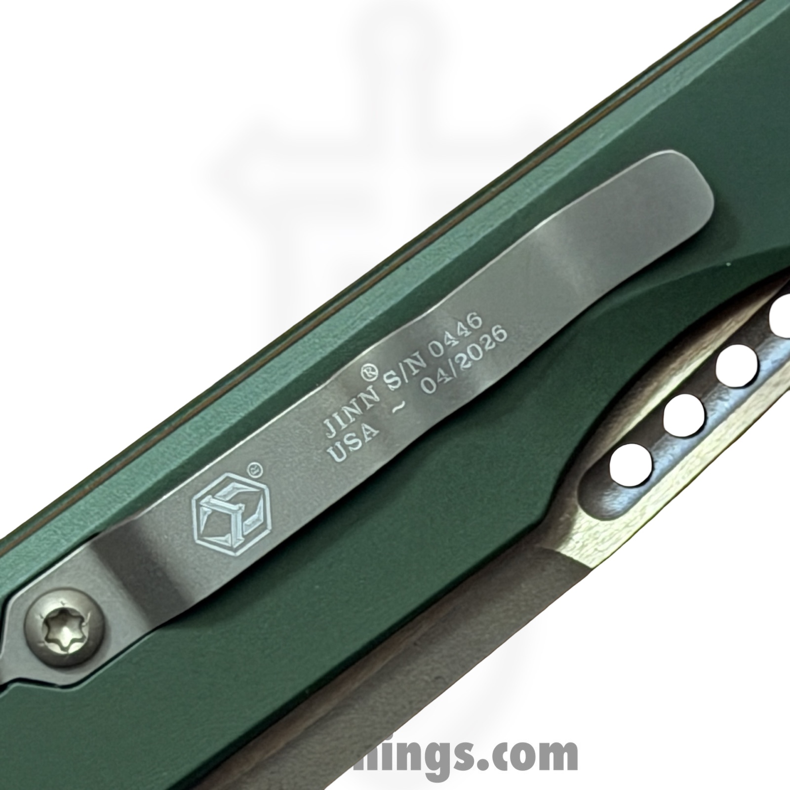 Heretic Knives - H213-7A-GRN - Jinn Manual - Folding Knife - CPM MagnaCut Bronzed Wharncliffe - Aluminum - OD Green - Image 8