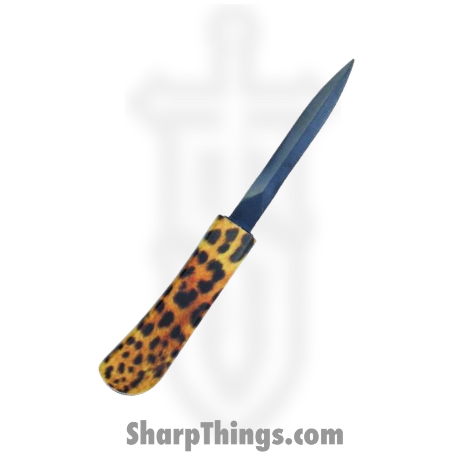 VOC - HWT229H - Comb Knife - Fixed Blade Knife - Stainless Satin Dagger - Plastic - Cheetah - Image 2