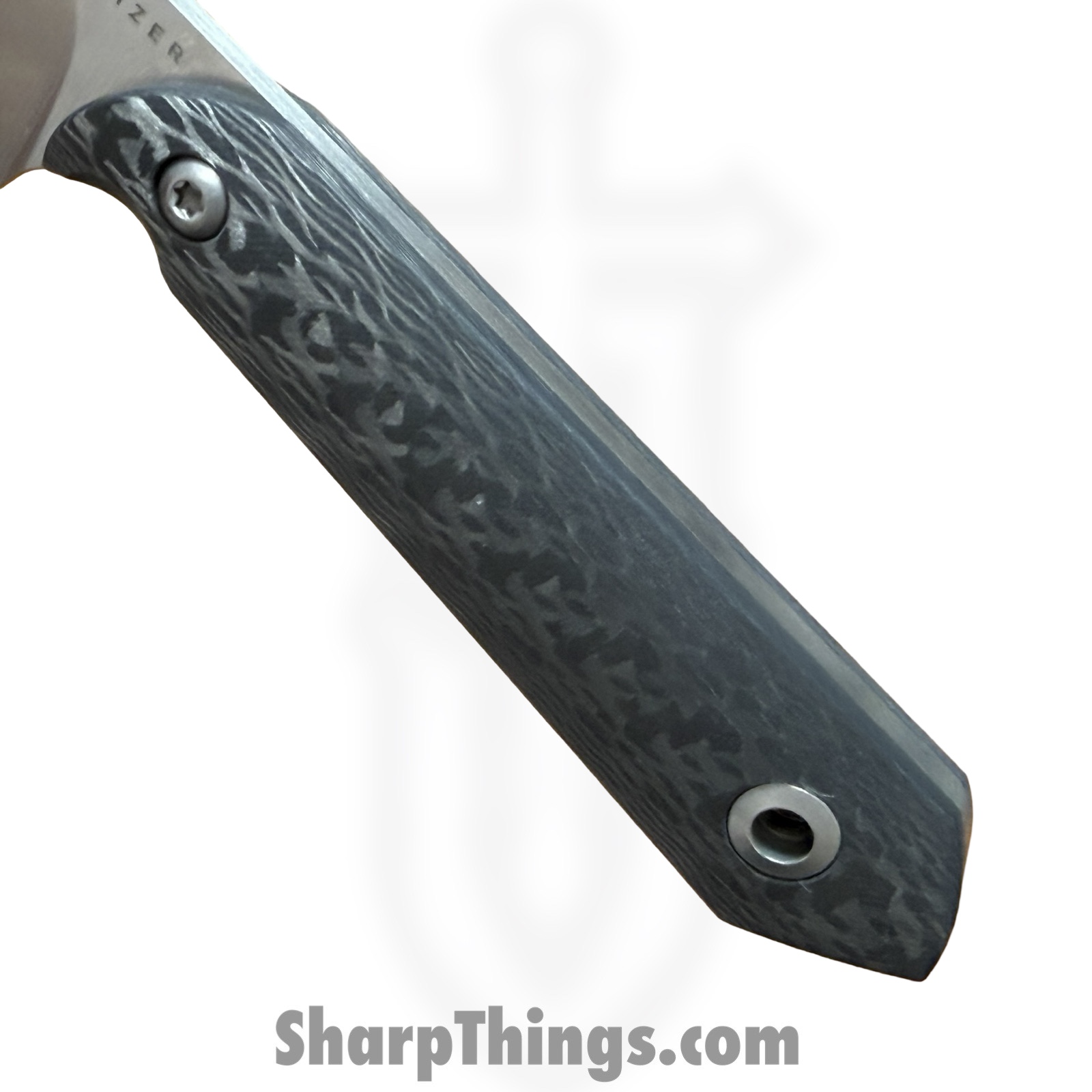 Kizer Cutlery - KI1040S8 - Mini Harpoon - Fixed Blade Knife - M390 Satin Clip Point - Carbon Fiber - Black - Image 7