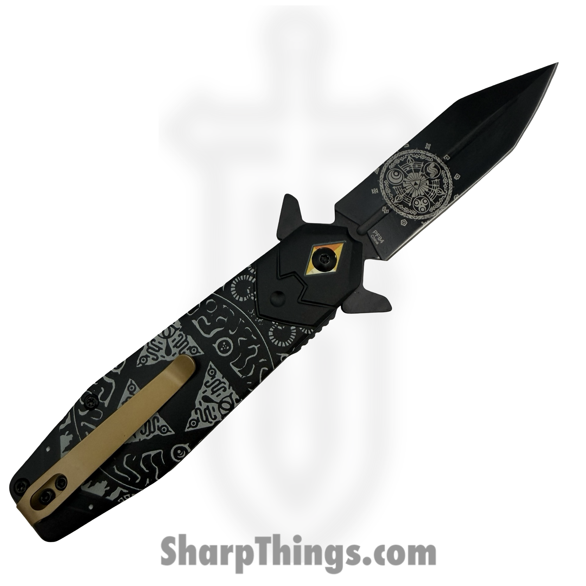 VOC - PF84 - Zelda - Assisted Open Knife - Stainless Coated Spear - Aluminum - Black/Green - Image 2