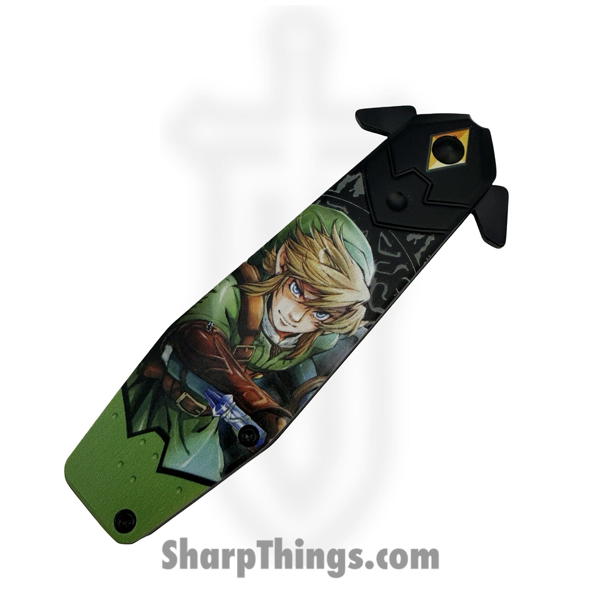 VOC - PF84 - Zelda - Assisted Open Knife - Stainless Coated Spear - Aluminum - Black/Green - Image 4