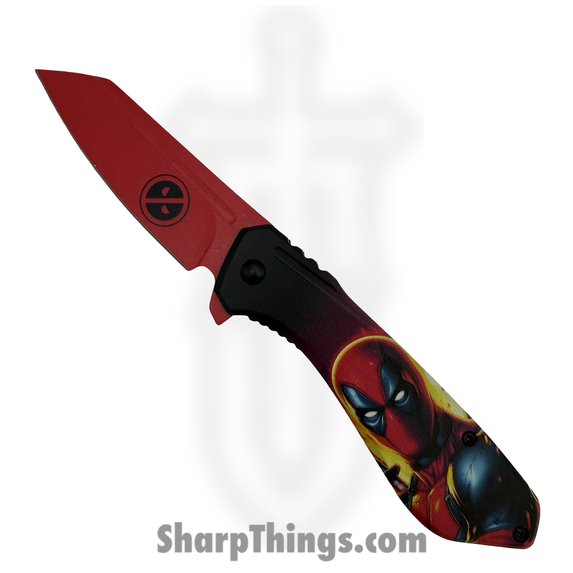 VOC - PF85J - DeadPool - Assisted Open Knife - Stainless Coated Reverse Tanto - Aluminum - Black/Red