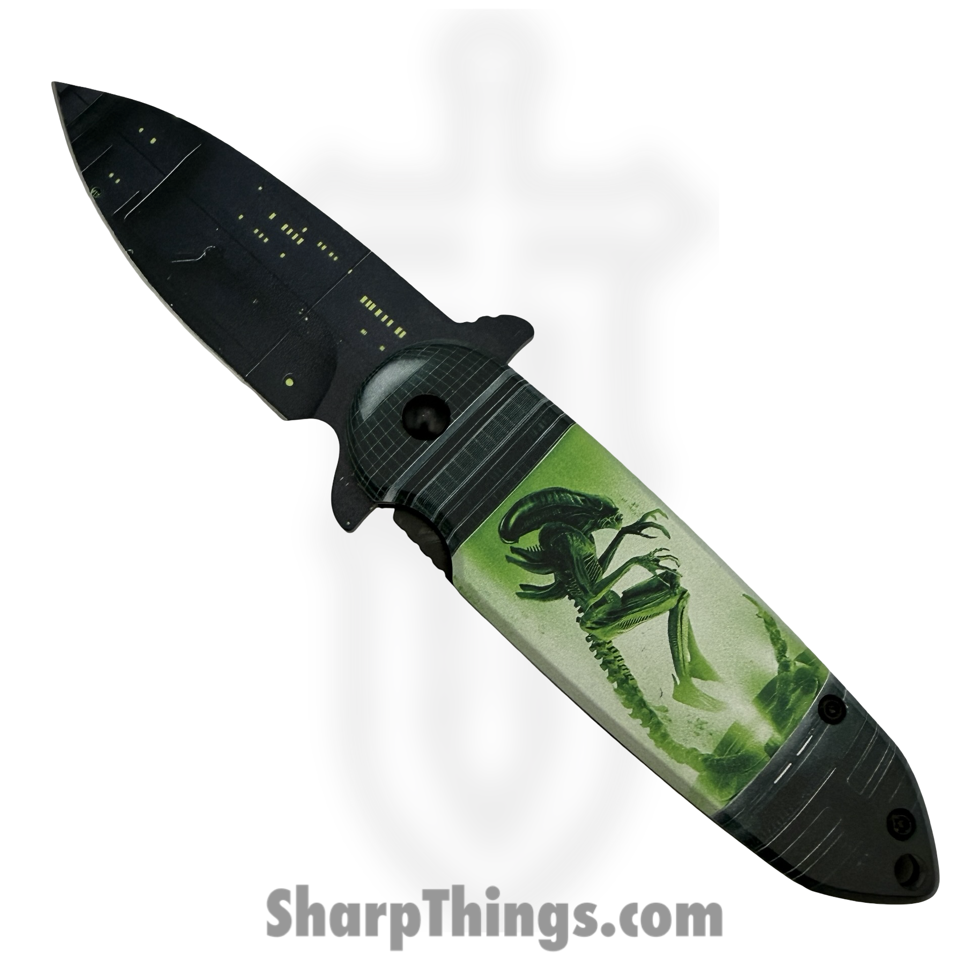 VOC - PF97C - ALIEN - Assisted Open Knife - Stainless Coated Spear - Aluminum - Green