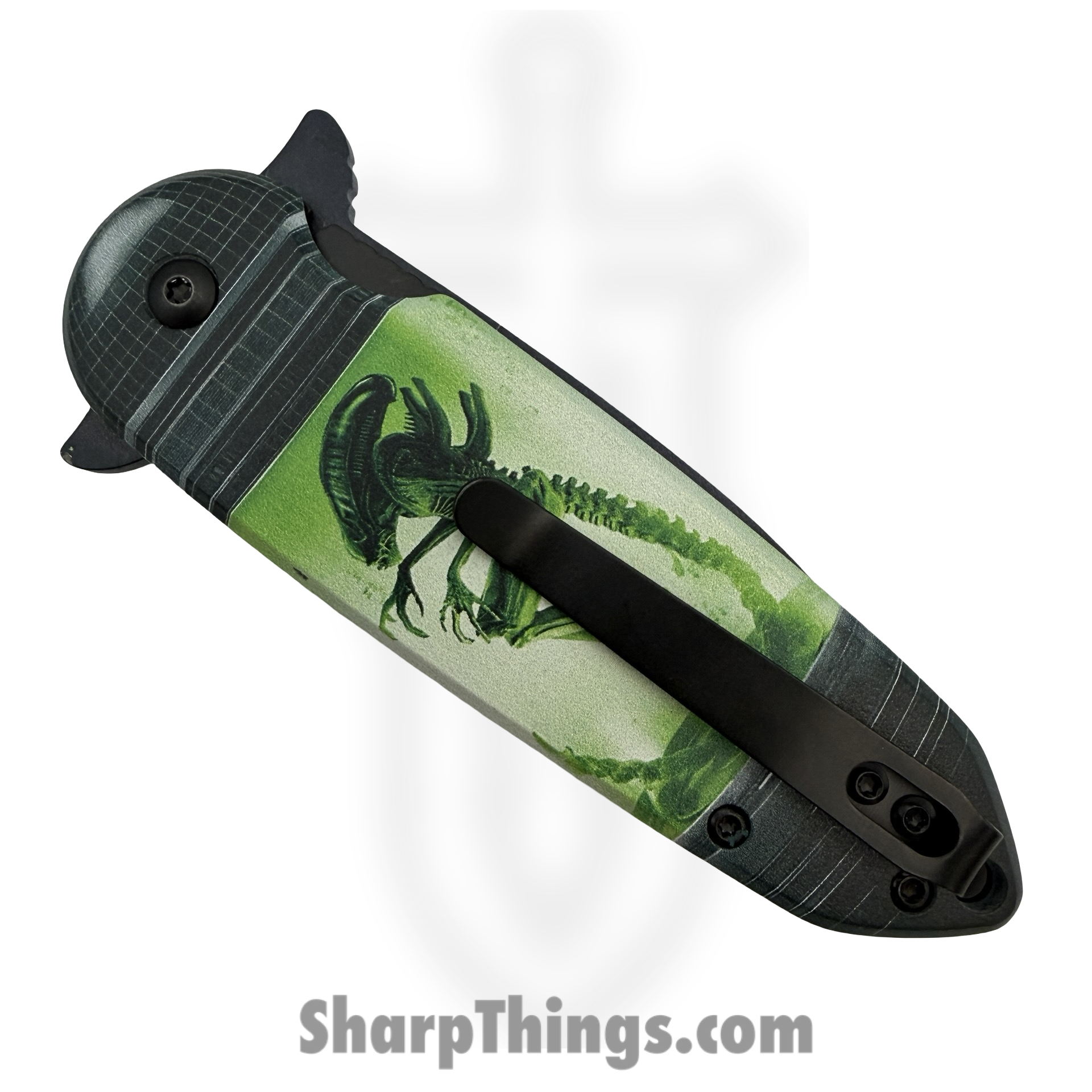 VOC - PF97C - ALIEN - Assisted Open Knife - Stainless Coated Spear - Aluminum - Green - Image 4
