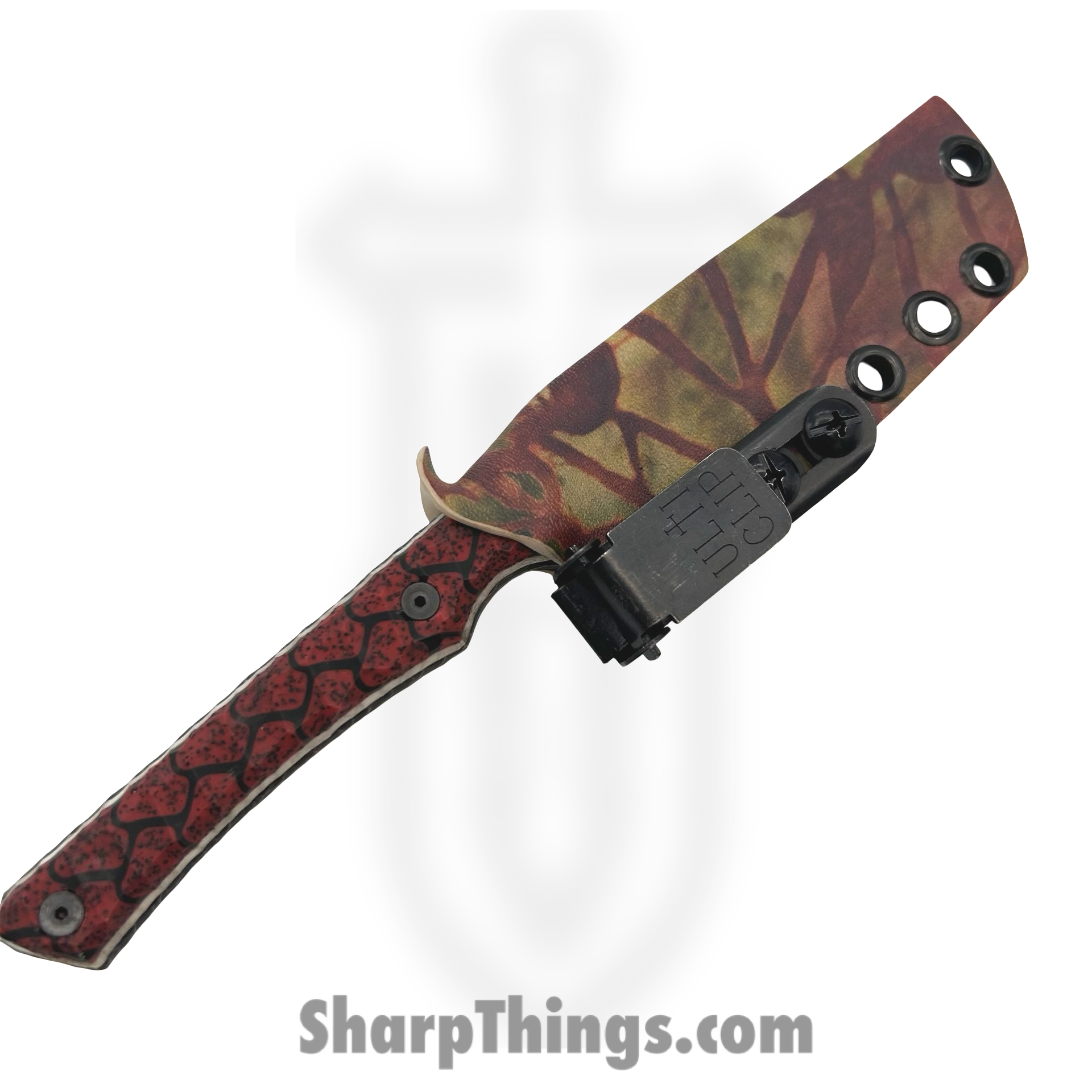 Lex Rex - SQ1715836 - Midsize Shard - Fixed Blade Knife - 80crv2 Blasted Modified Tanto - Micarta - Black Red - Image 6