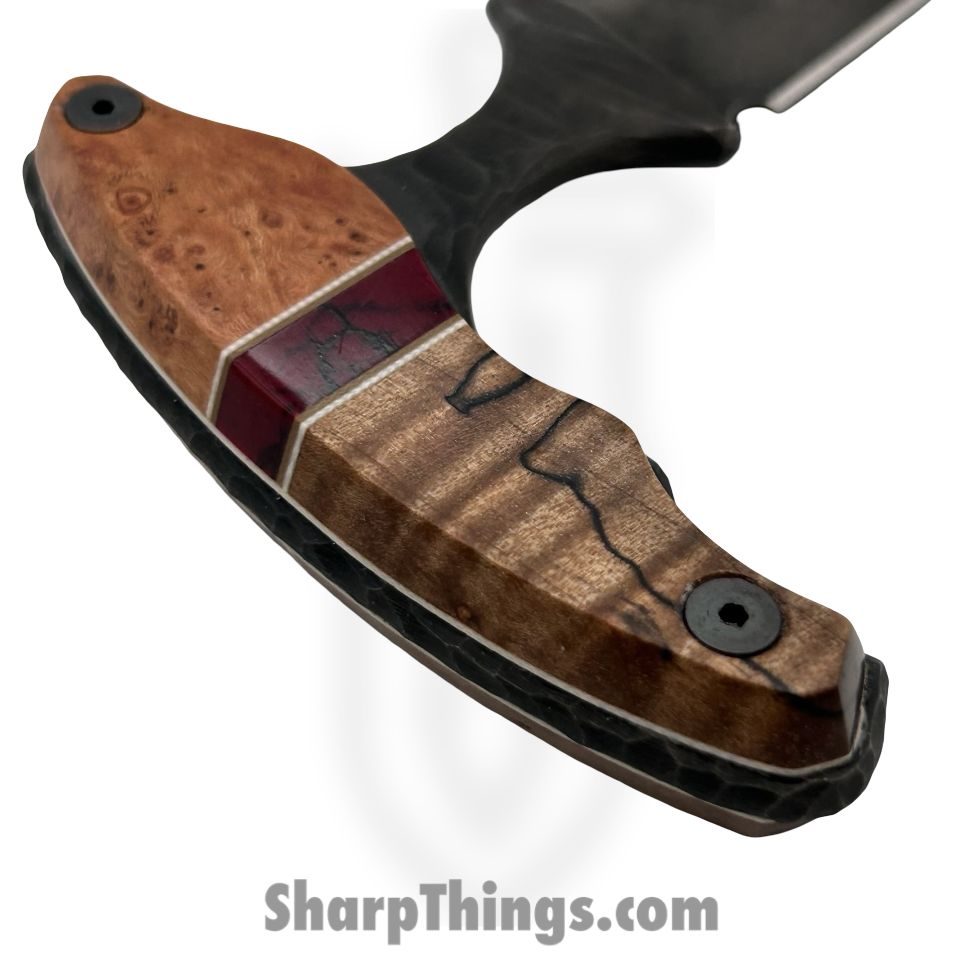Lex Rex - SQ8145365 - EDC Bearknuckle - Fixed Blade Knife - 80crv2 Blasted Push Dagger - Burl Wood Multi - Brown Red - Image 6