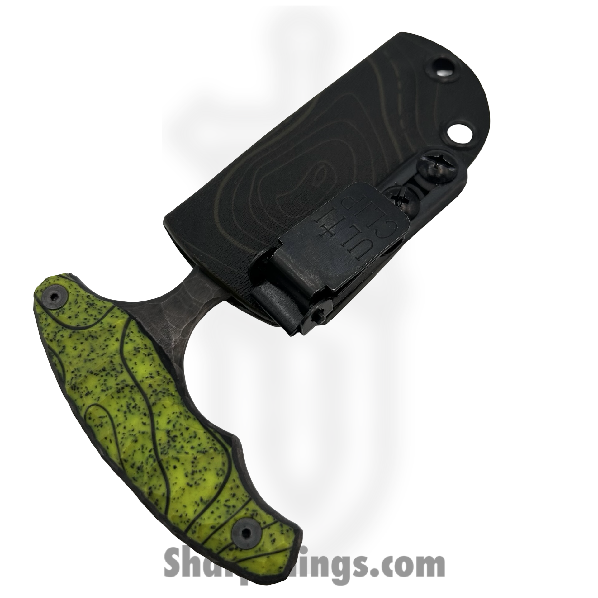 Lex Rex - SQ9705084 - EDC Bearknuckle - Fixed Blade Knife - 80crv2 Blasted Push Dagger - Rubberized G10 - Green Black - Image 3