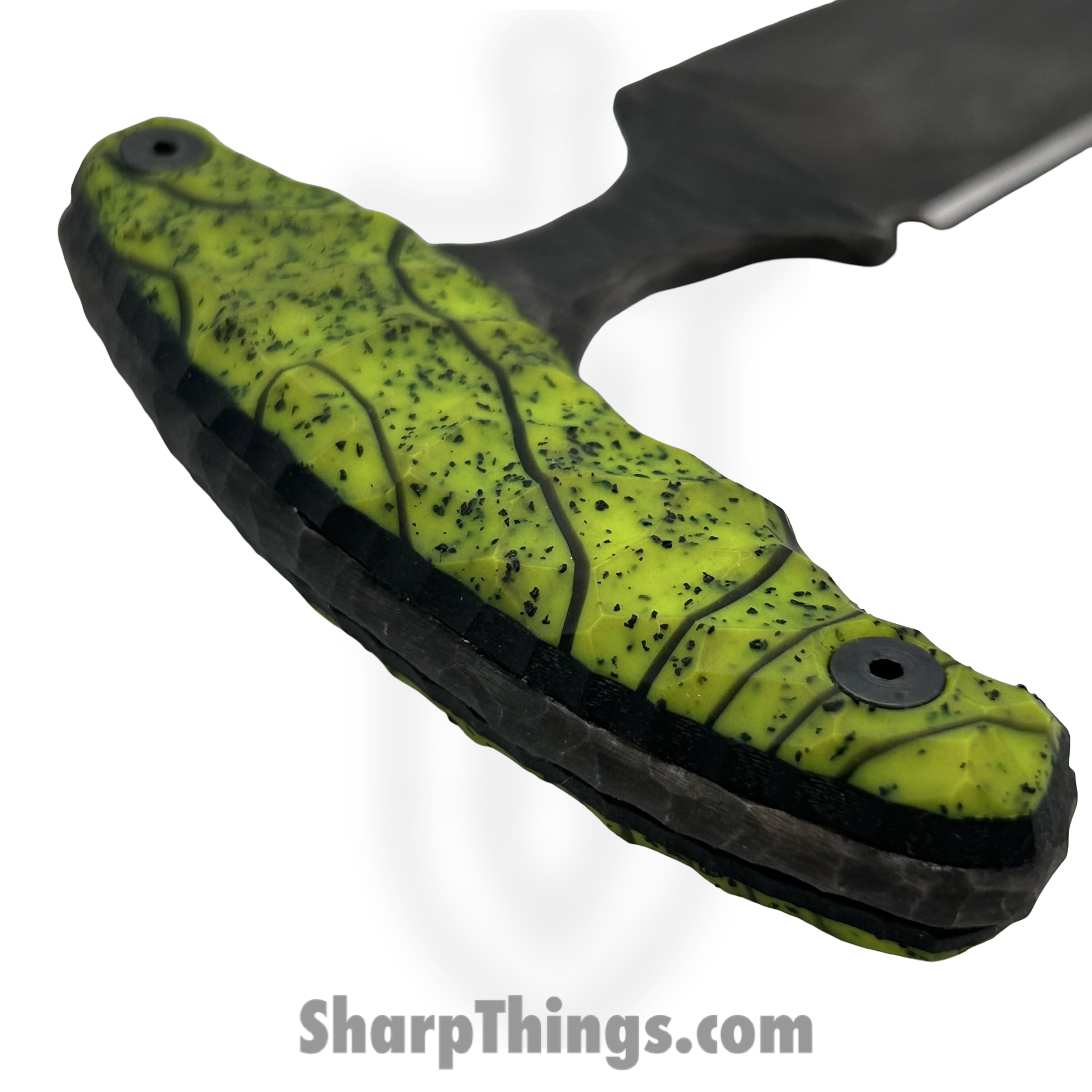 Lex Rex - SQ9705084 - EDC Bearknuckle - Fixed Blade Knife - 80crv2 Blasted Push Dagger - Rubberized G10 - Green Black - Image 4