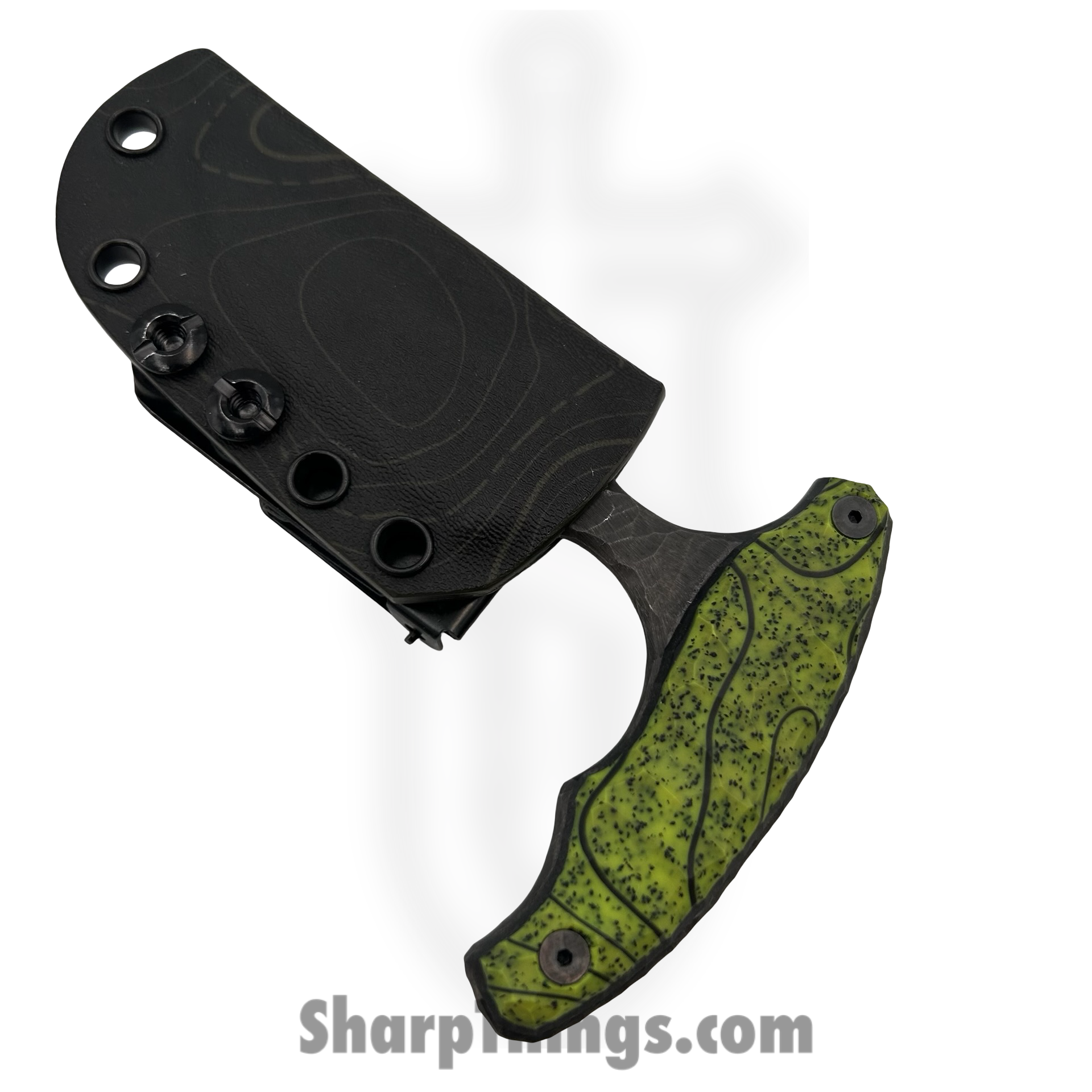 Lex Rex - SQ9705084 - EDC Bearknuckle - Fixed Blade Knife - 80crv2 Blasted Push Dagger - Rubberized G10 - Green Black - Image 5