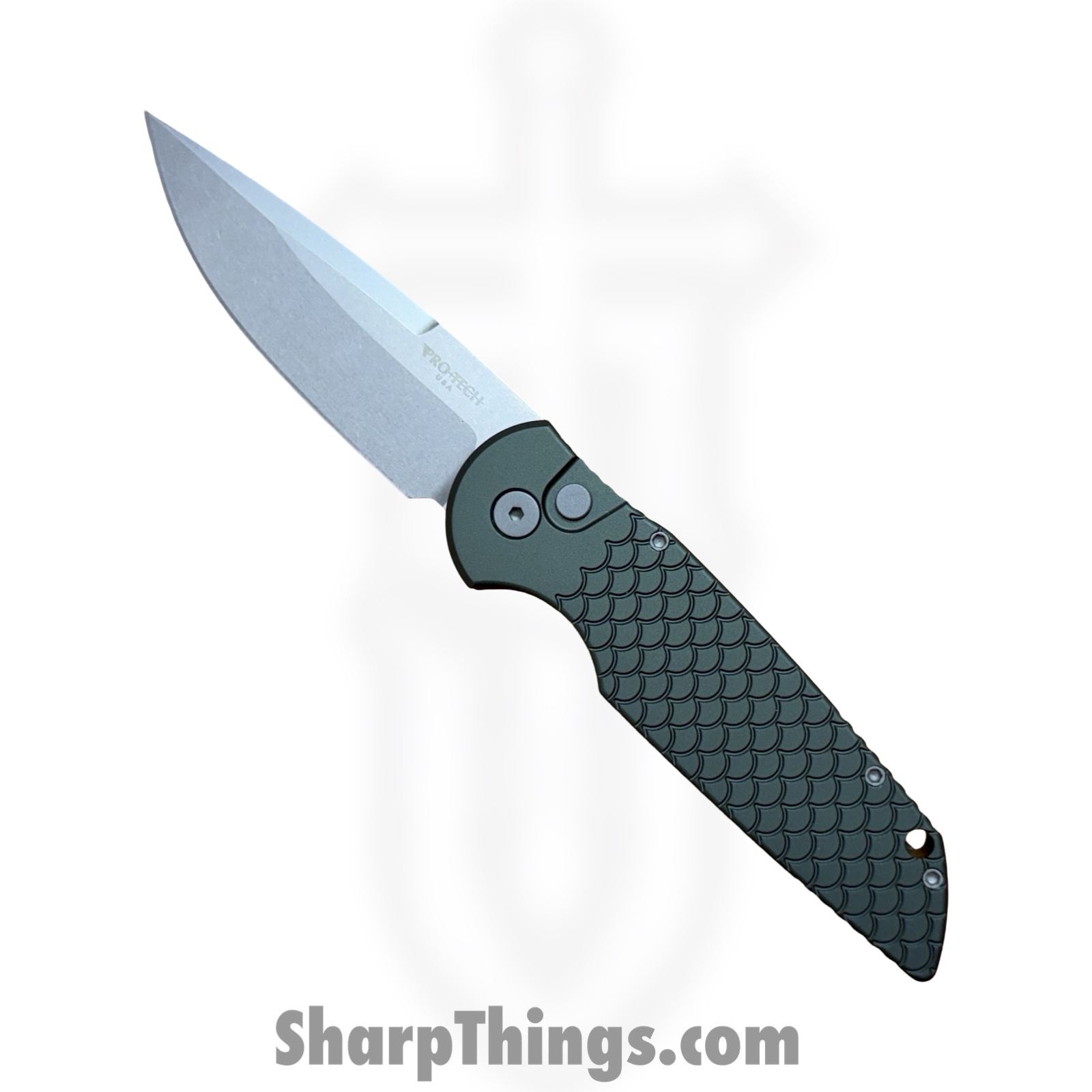 ProTech - TR-3 X1 SW Green - Tactical Response 3 - Automatic Knife - 154CM Stonewash Drop Point - Aluminum - Green