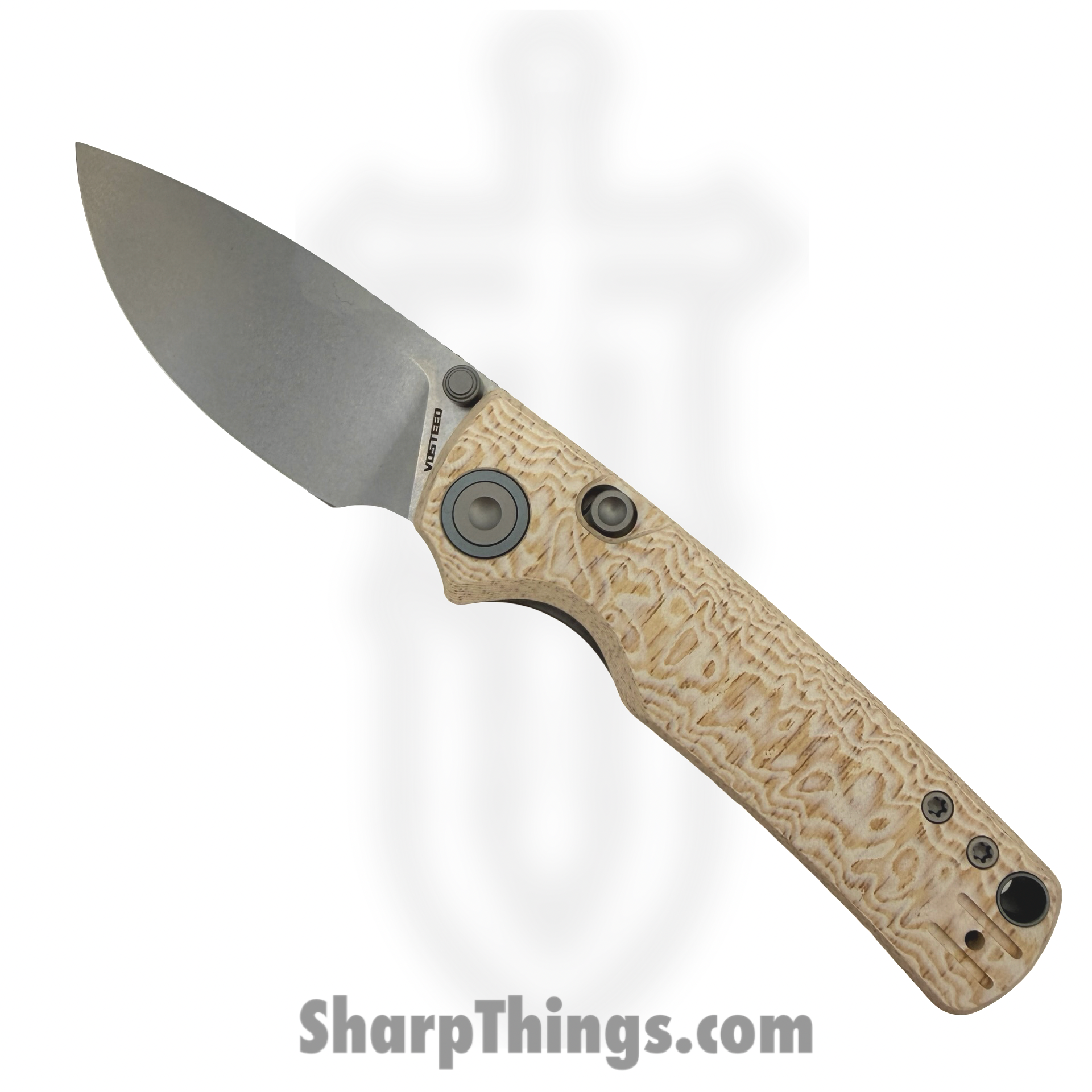 Vosteed - VOSA2626 - Porcupine - Folding Knife - 14C28N Stonewash Drop Point - Micarta - Drift Bamboo