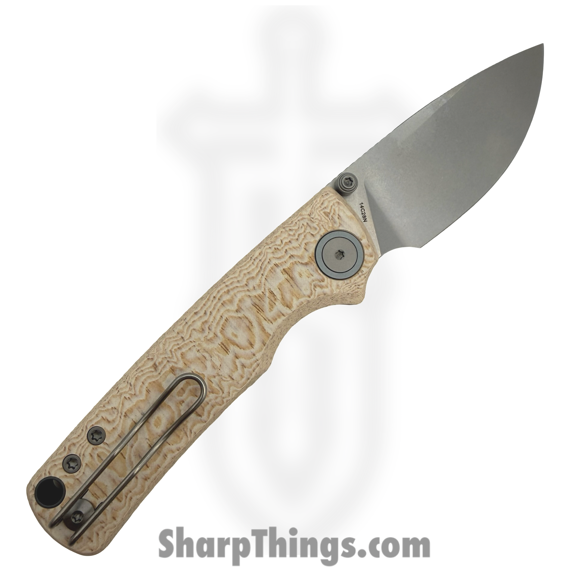 Vosteed - VOSA2626 - Porcupine - Folding Knife - 14C28N Stonewash Drop Point - Micarta - Drift Bamboo - Image 2