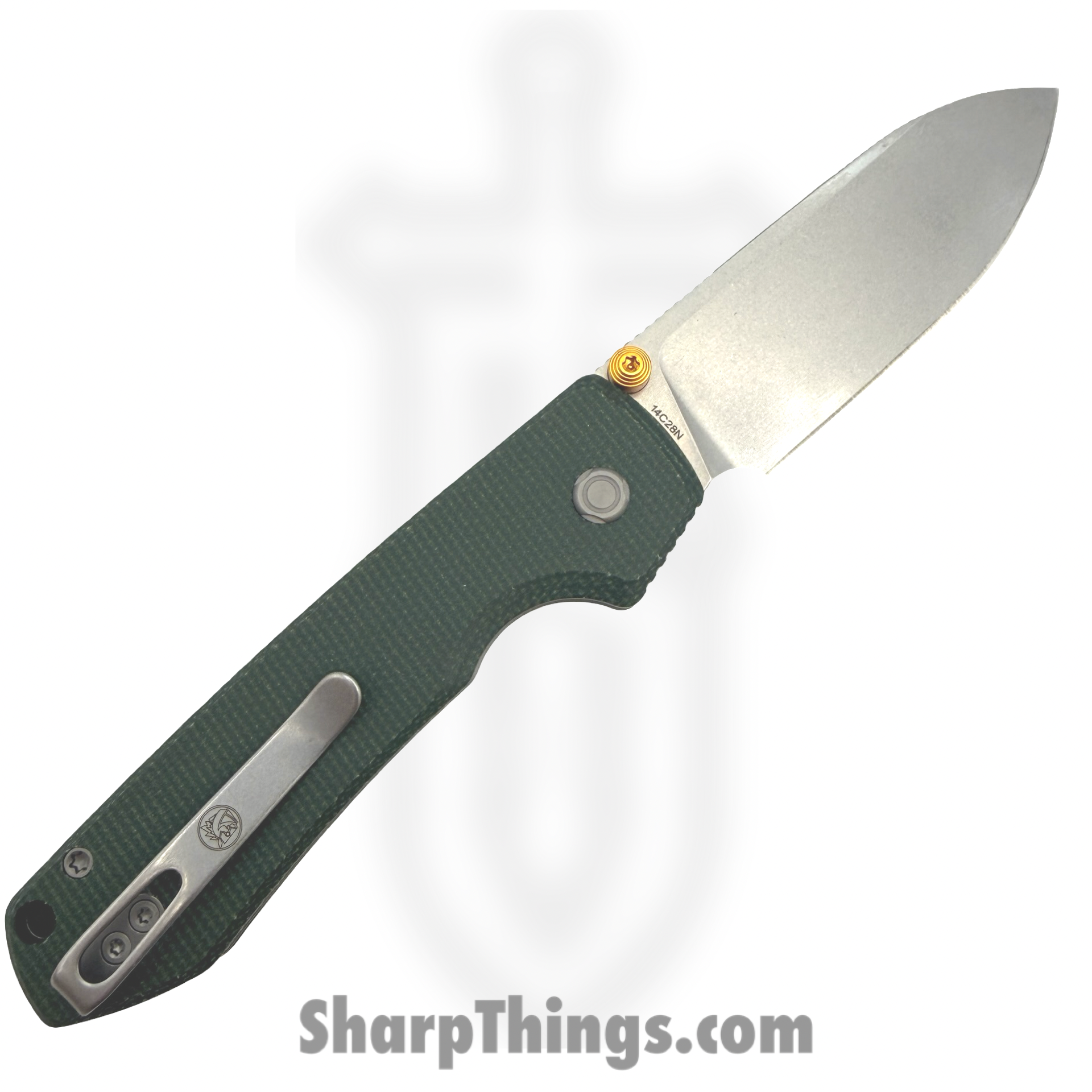 Vosteed - VOSA2904 - Raccoon - Folding Knife - 14C28N Stonewash Drop Point - Canvas Micarta - Green - Image 2