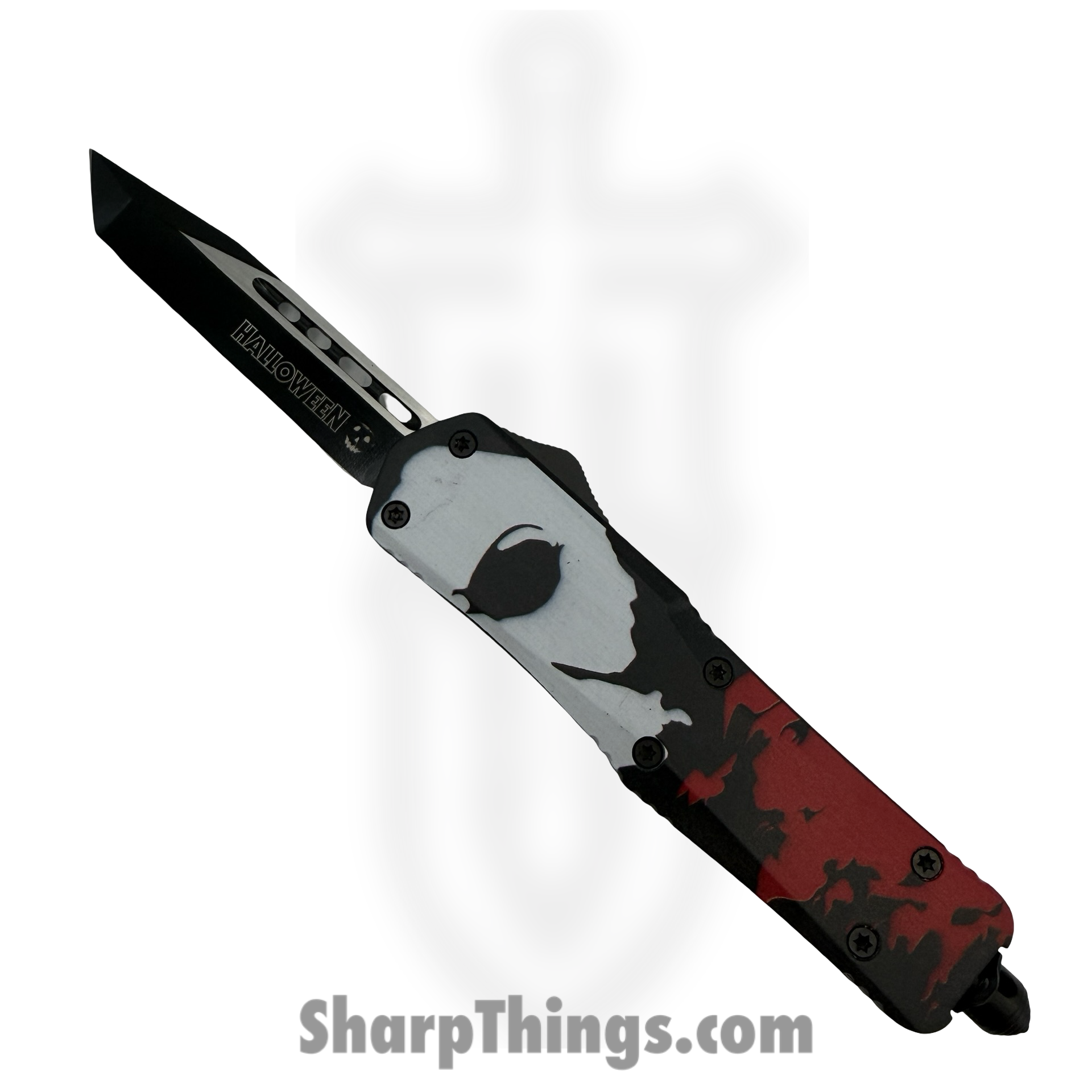 Atomic Knives - WNS-A11-HWN - Thin Man M. Myers - OTF Auto - D2 Coated Tanto - Aluminum - Red/White/Black
