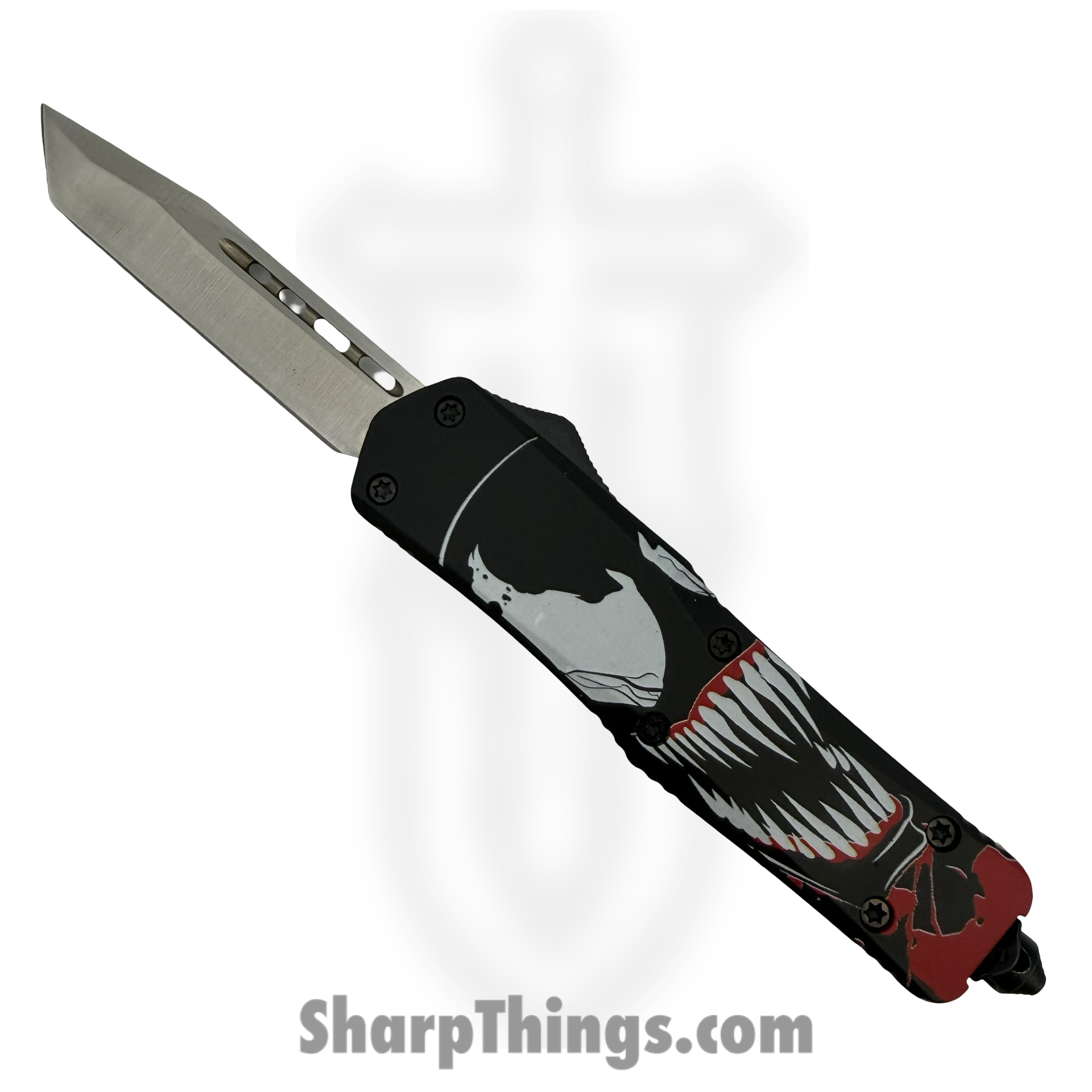 Atomic Knives - WNS-A11-VM - Thin Man Venom - OTF Auto - D2 Satin Tanto - Aluminum - Black/White/Red