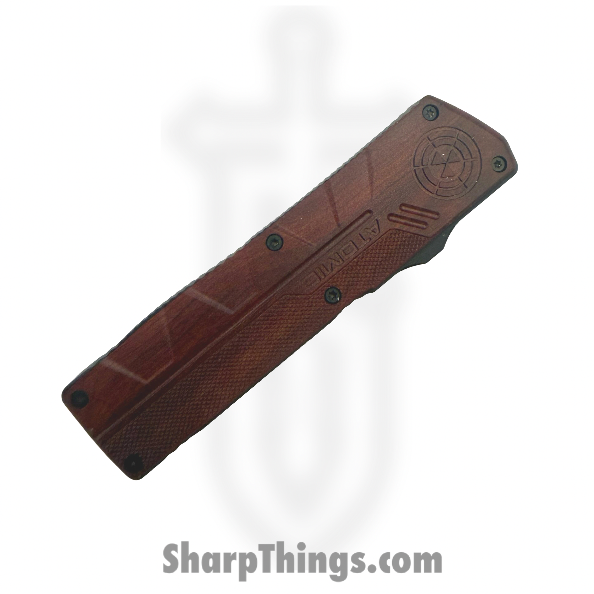 Atomic Knives - WNS-DT01RWD-DP - UltraLite ATOMIC - OTF Auto - D2 Satin Dagger - Aluminum - Woodgrain - Image 3