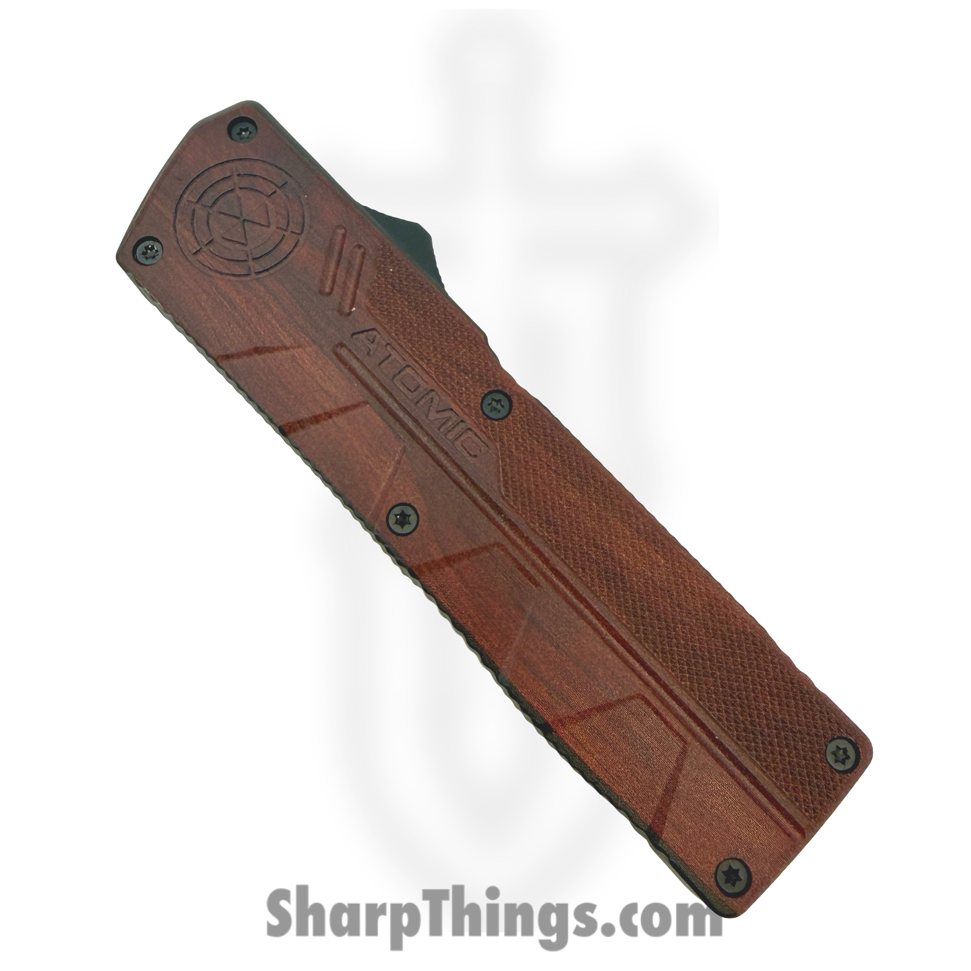 Atomic Knives - WNS-DT01RWD-DP - UltraLite ATOMIC - OTF Auto - D2 Satin Dagger - Aluminum - Woodgrain - Image 4