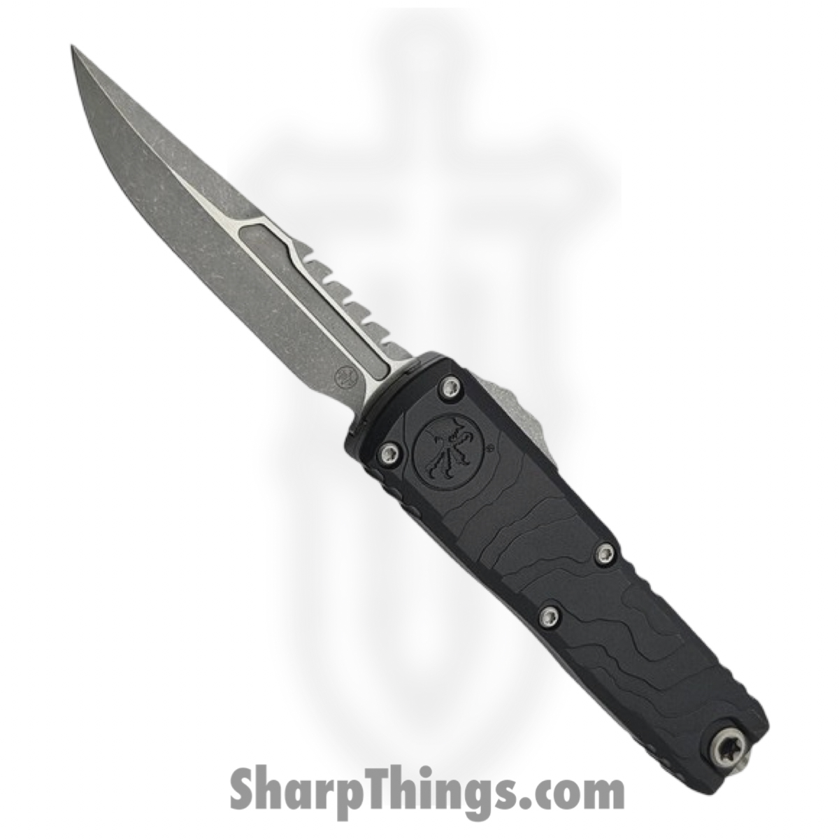 Microtech - 12354TP-10AP - UTX-85 Gen IV - OTF Auto - M390MK Apocalyptic Interceptor - Deep Engraved Topographic Aluminum - Black