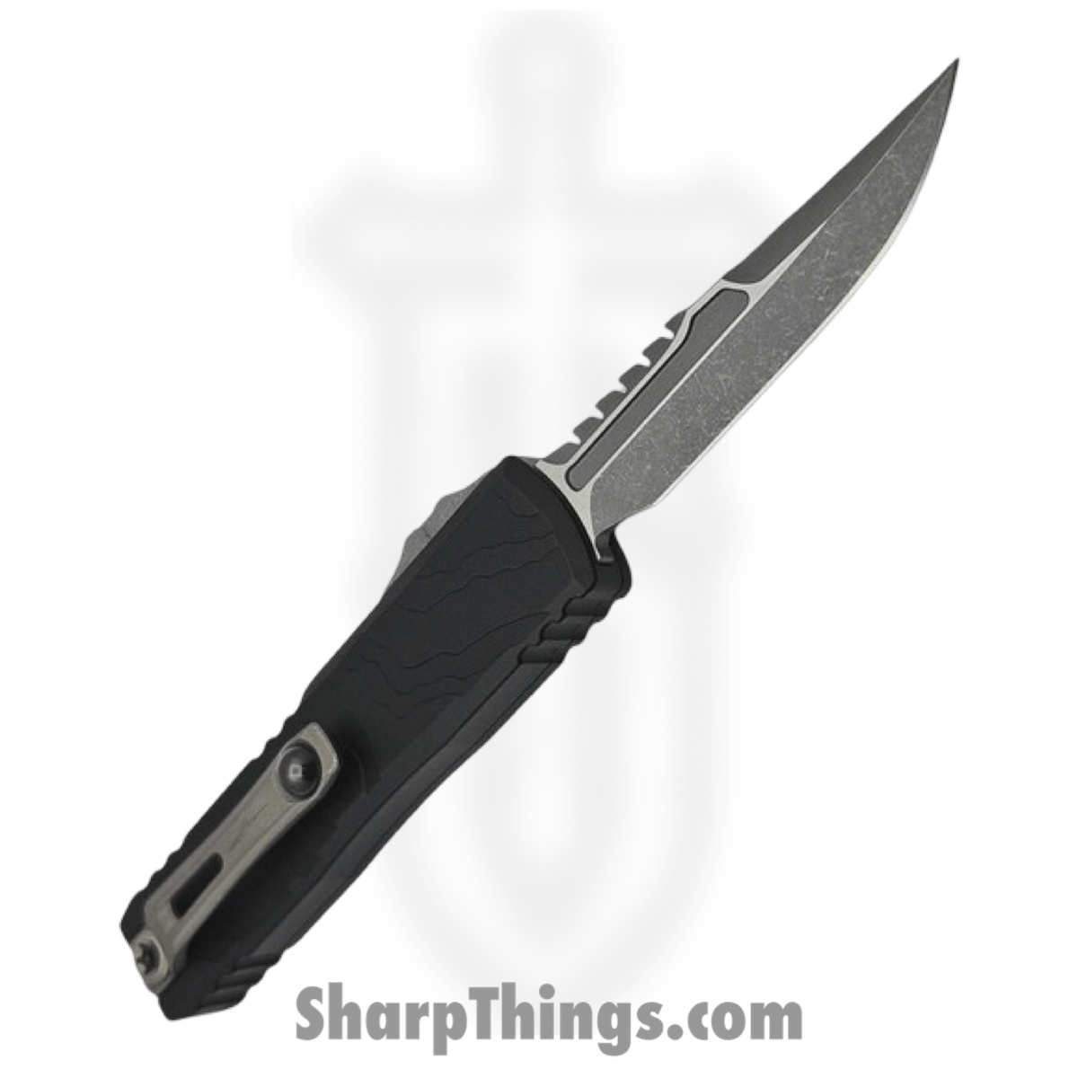 Microtech - 12354TP-10AP - UTX-85 Gen IV - OTF Auto - M390MK Apocalyptic Interceptor - Deep Engraved Topographic Aluminum - Black - Image 2