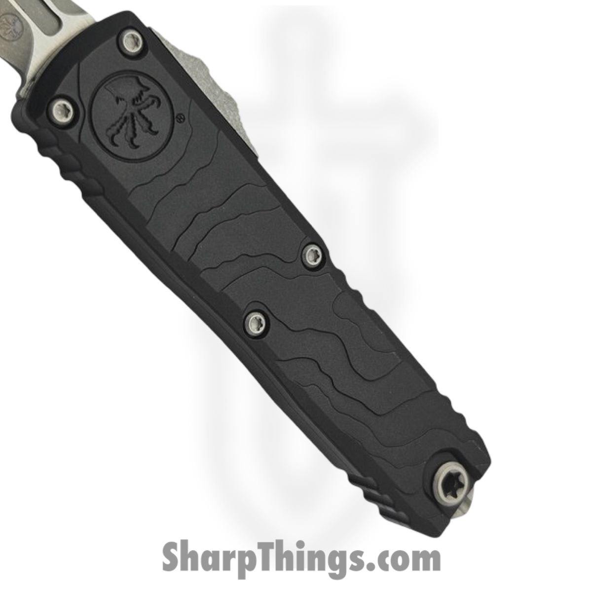 Microtech - 12354TP-10AP - UTX-85 Gen IV - OTF Auto - M390MK Apocalyptic Interceptor - Deep Engraved Topographic Aluminum - Black - Image 4