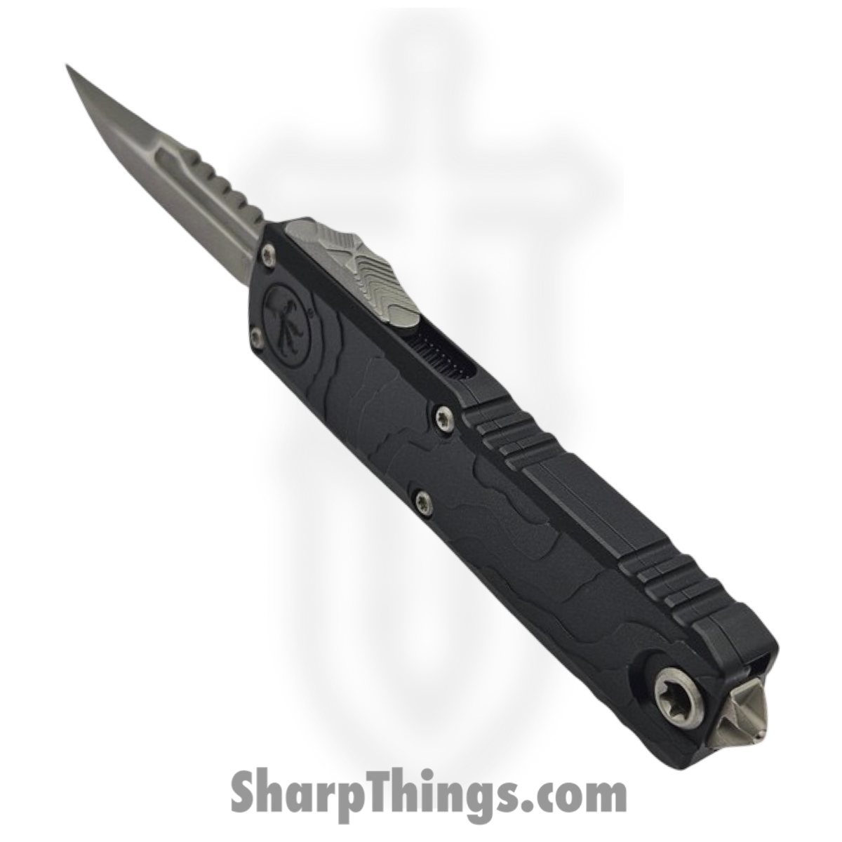 Microtech - 12354TP-10AP - UTX-85 Gen IV - OTF Auto - M390MK Apocalyptic Interceptor - Deep Engraved Topographic Aluminum - Black - Image 5