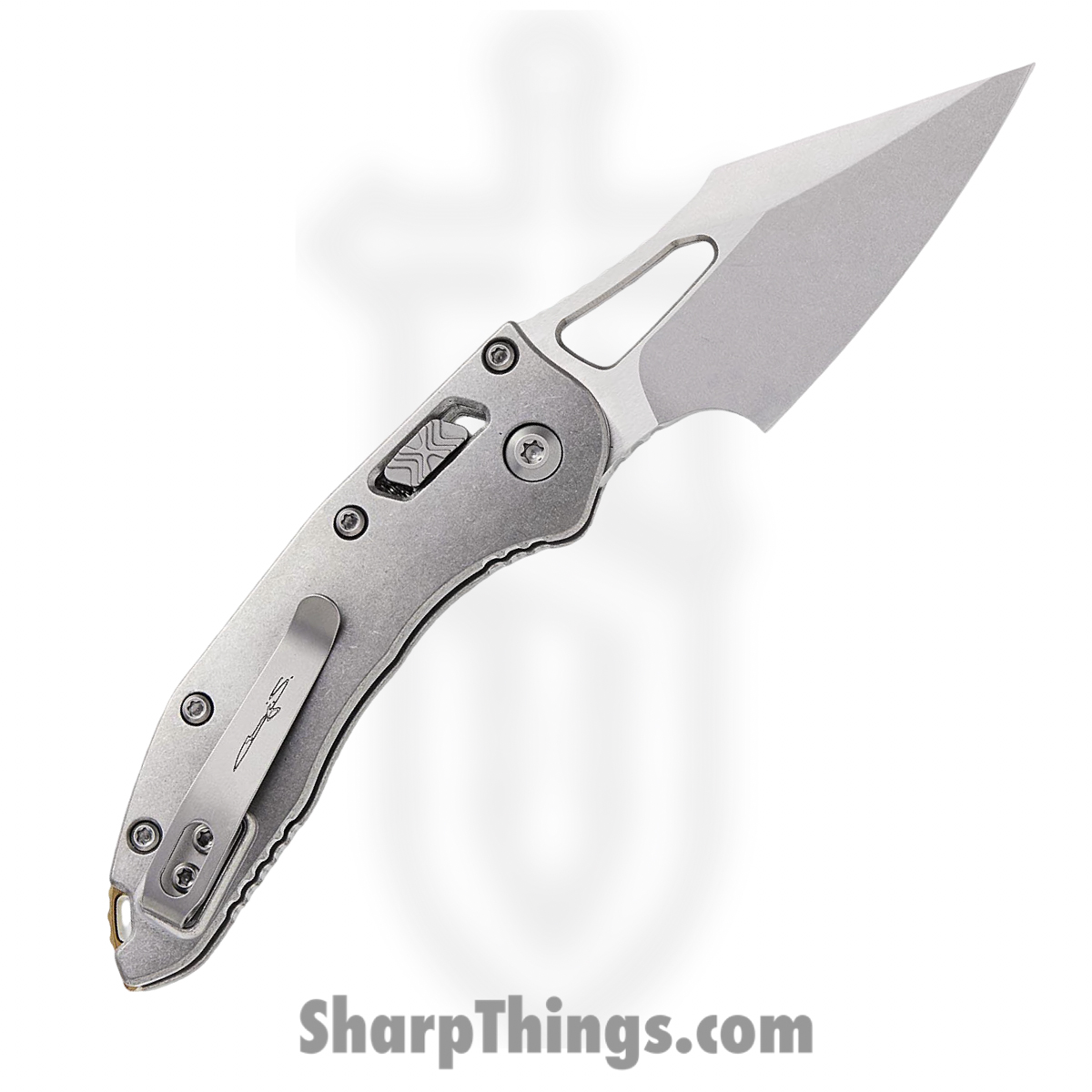 Microtech - 169MRL-10MS1 - Mini Stitch - Folding Knife - M390MK Stonewash Spear Point - Slab Titanium - Silver Bronze - Image 2