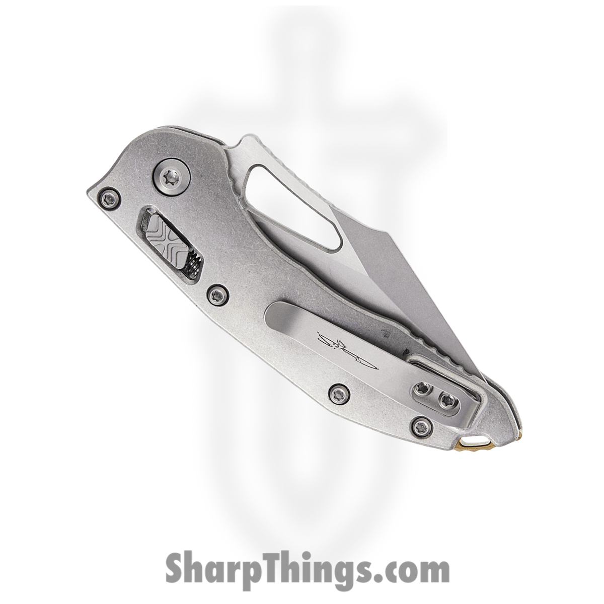 Microtech - 169MRL-10MS1 - Mini Stitch - Folding Knife - M390MK Stonewash Spear Point - Slab Titanium - Silver Bronze - Image 4